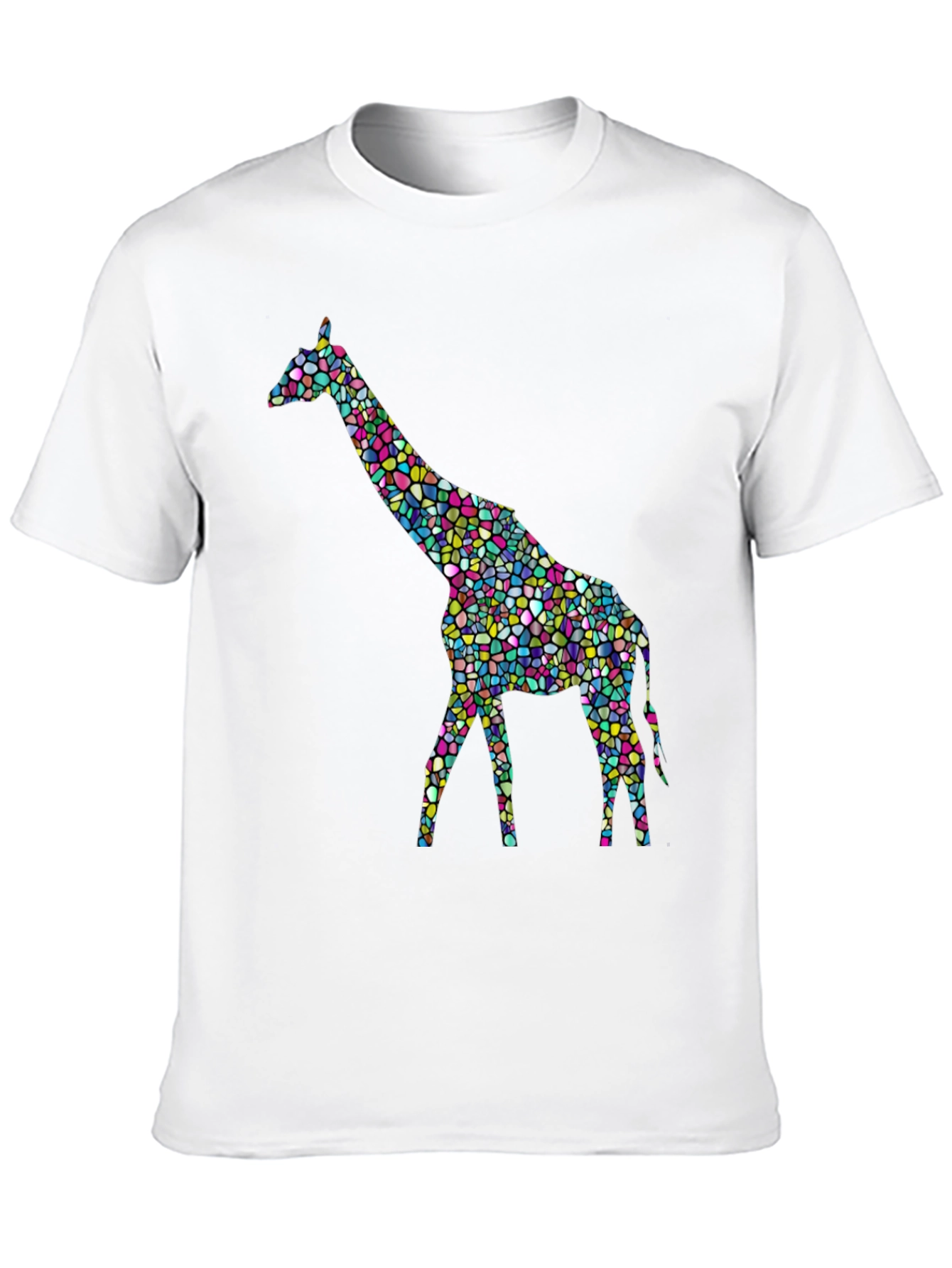 Mosaic Giraffe Graphic Tee - Stylish Black T-Shirt