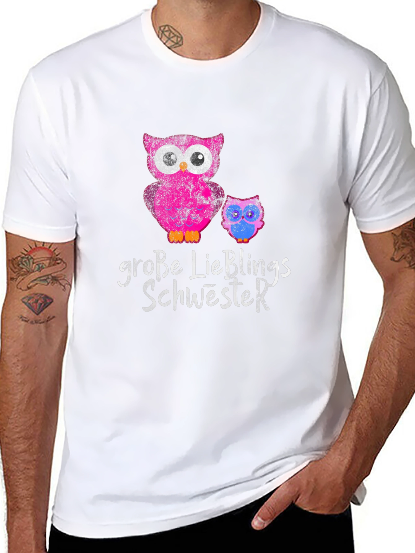 Große Lieblings Schwester Owl T-Shirt