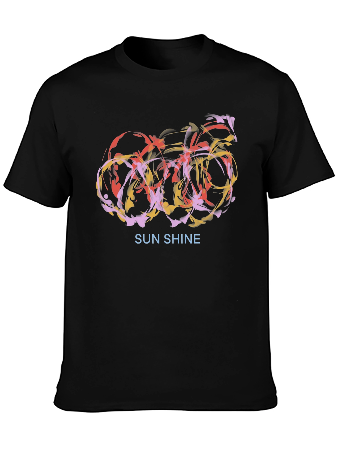 Abstract Sunshine Graphic Black T-Shirt