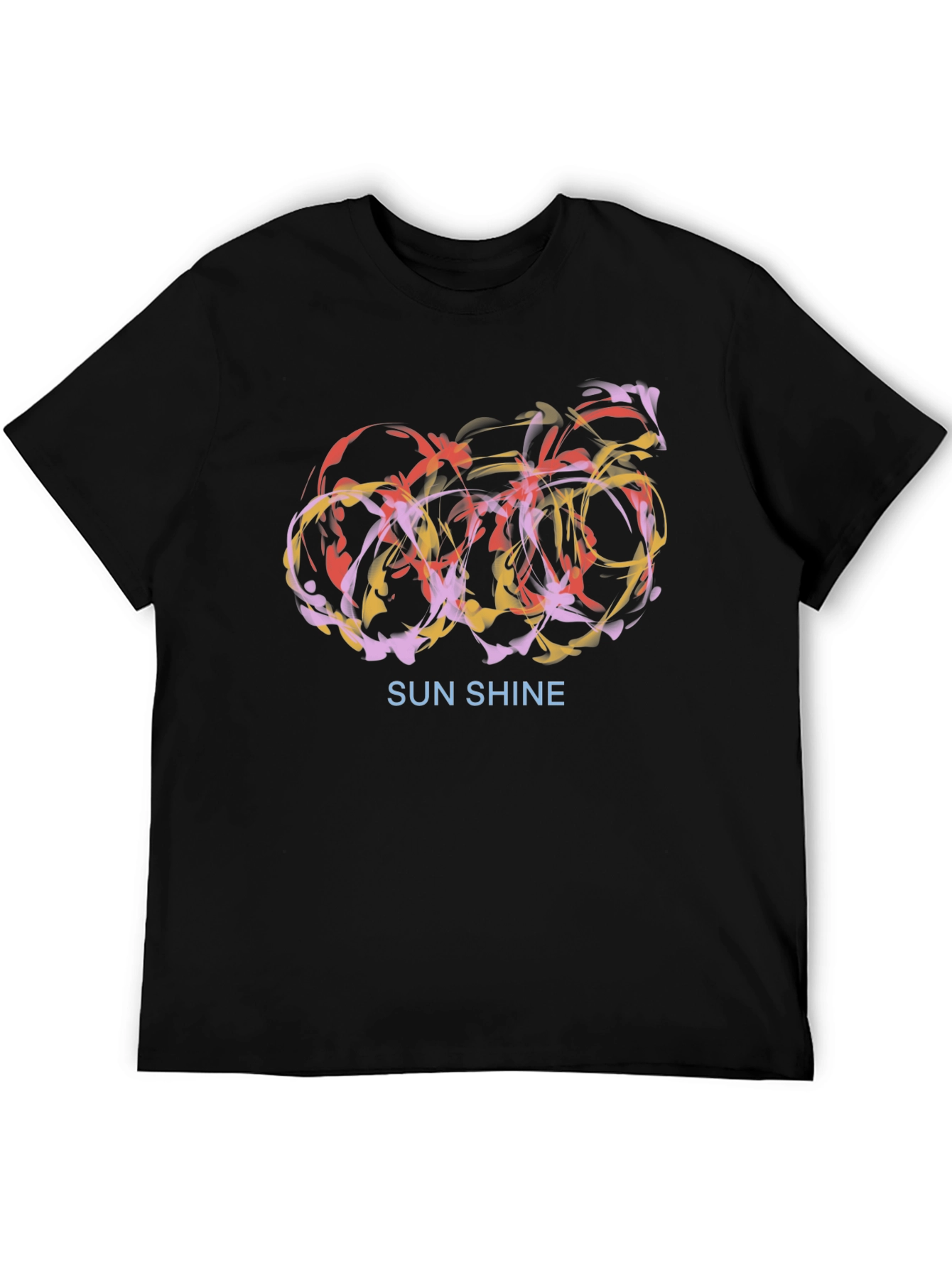 Abstract Sunshine Graphic Black T-Shirt