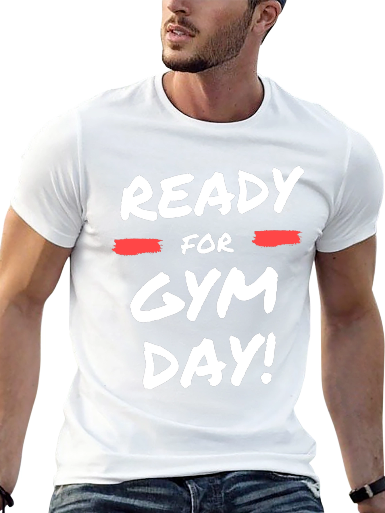 Ready For Gym Day! Black Graphic T-Shirt