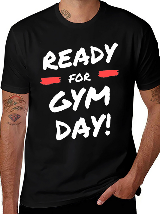 Ready For Gym Day! Black Graphic T-Shirt