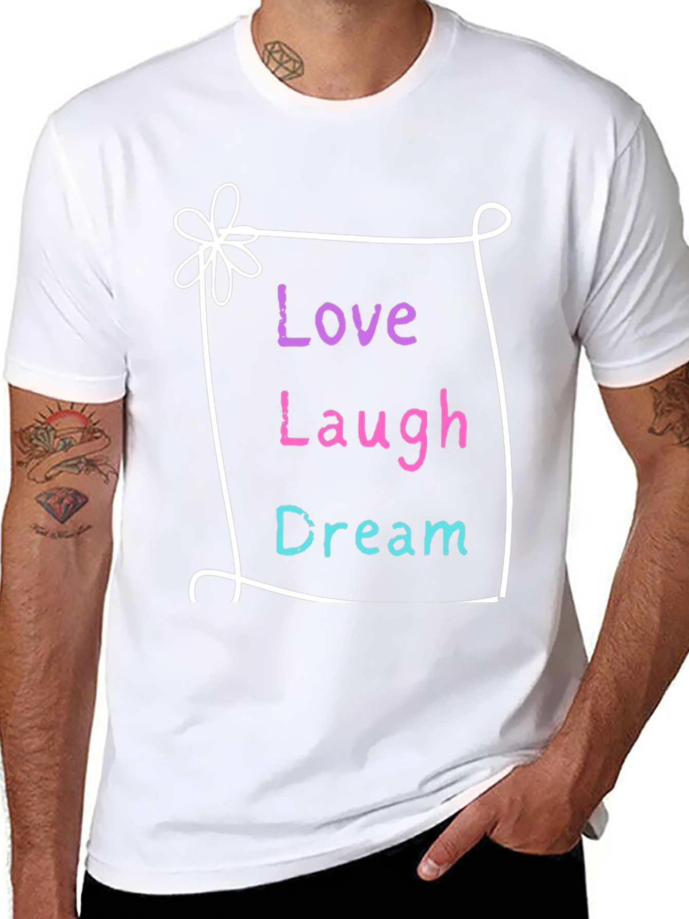Love Laugh Dream Graphic Tee - Black Casual Shirt
