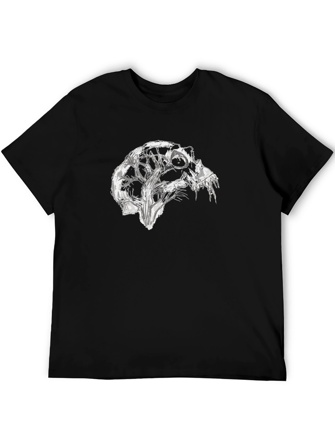 Abstract Skull Graphic Black T-Shirt
