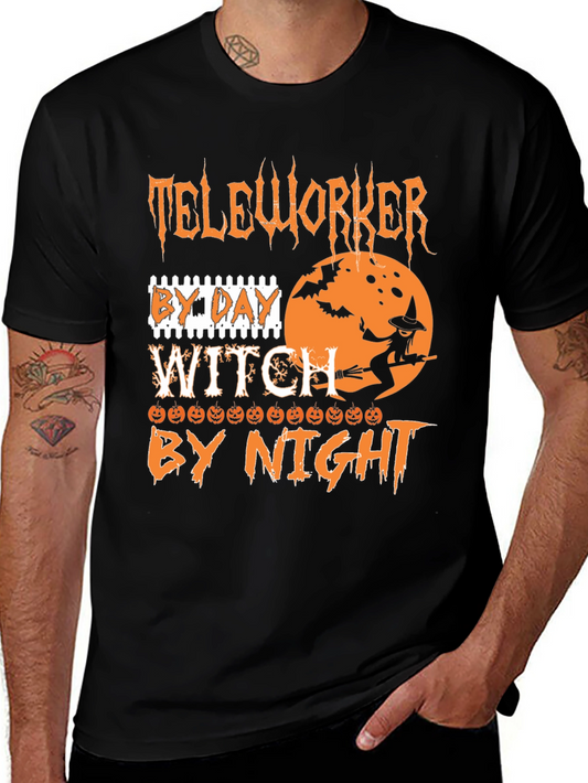 Teleworker Witch Funny Halloween T-Shirt