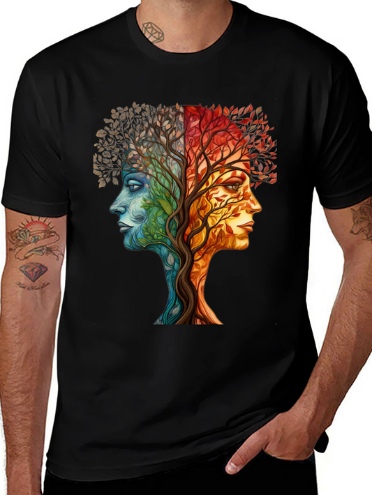 Nature Face Tree T-Shirt - Artistic Graphic Tee