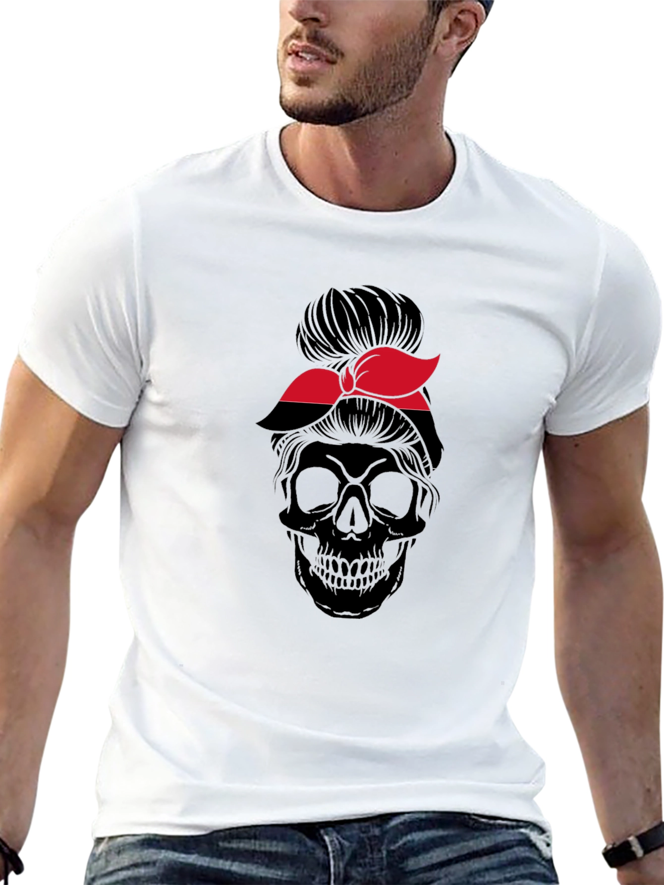 Skull Messy Bun T-Shirt