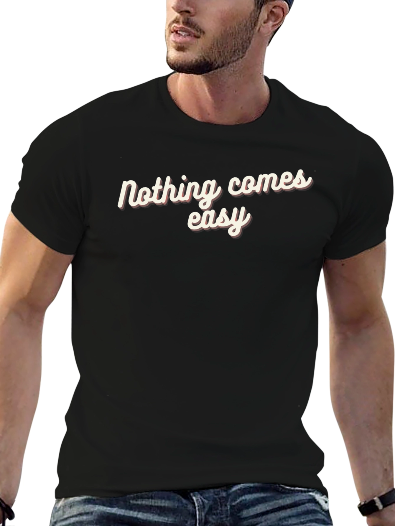Nothing Comes Easy Black Graphic Tee