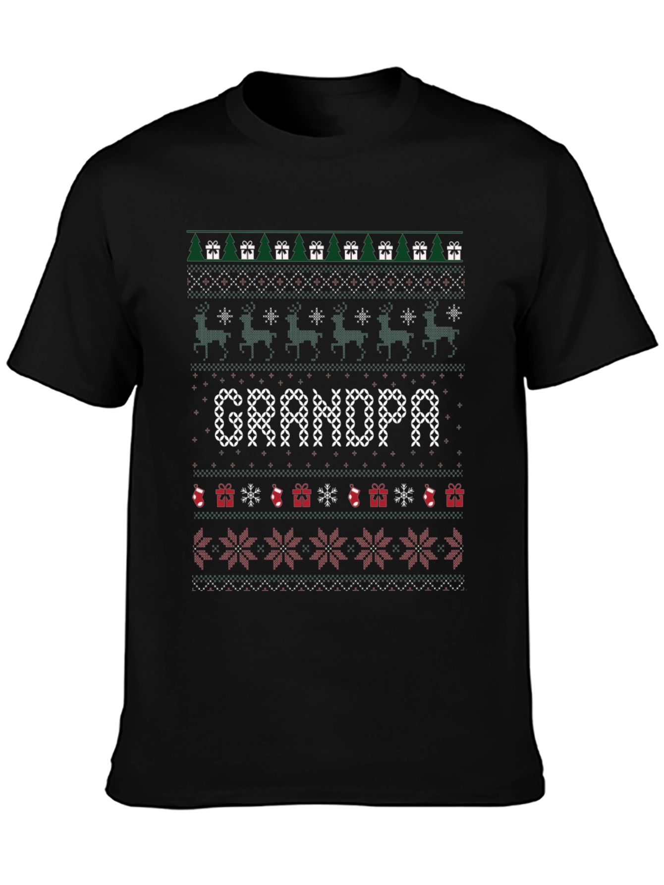 Grandpa Christmas Sweater Style T-Shirt