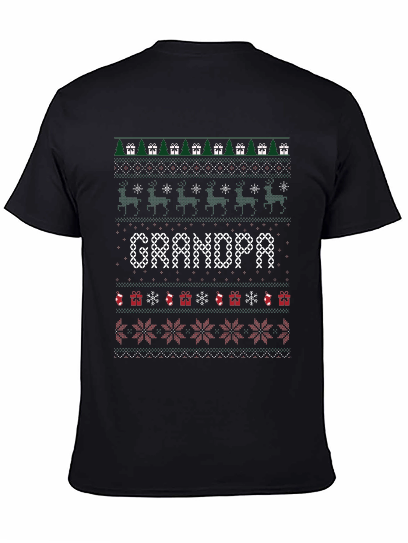 Grandpa Christmas Sweater Style T-Shirt