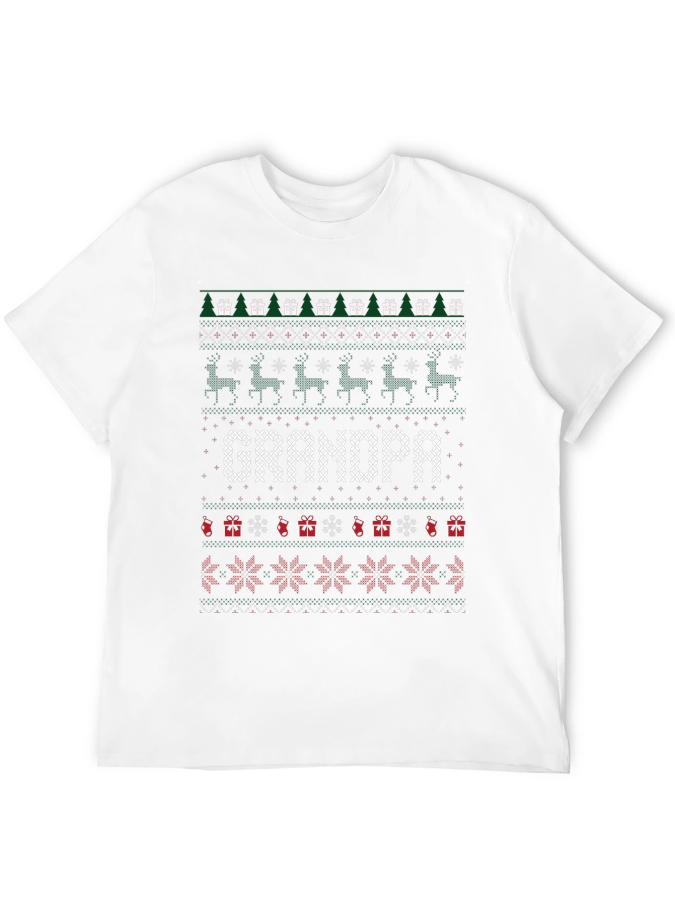 Grandpa Christmas Sweater Style T-Shirt