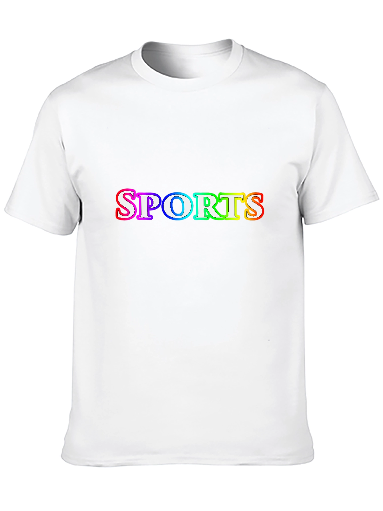 Mens Black T-Shirt with SPORTS Rainbow Graphic