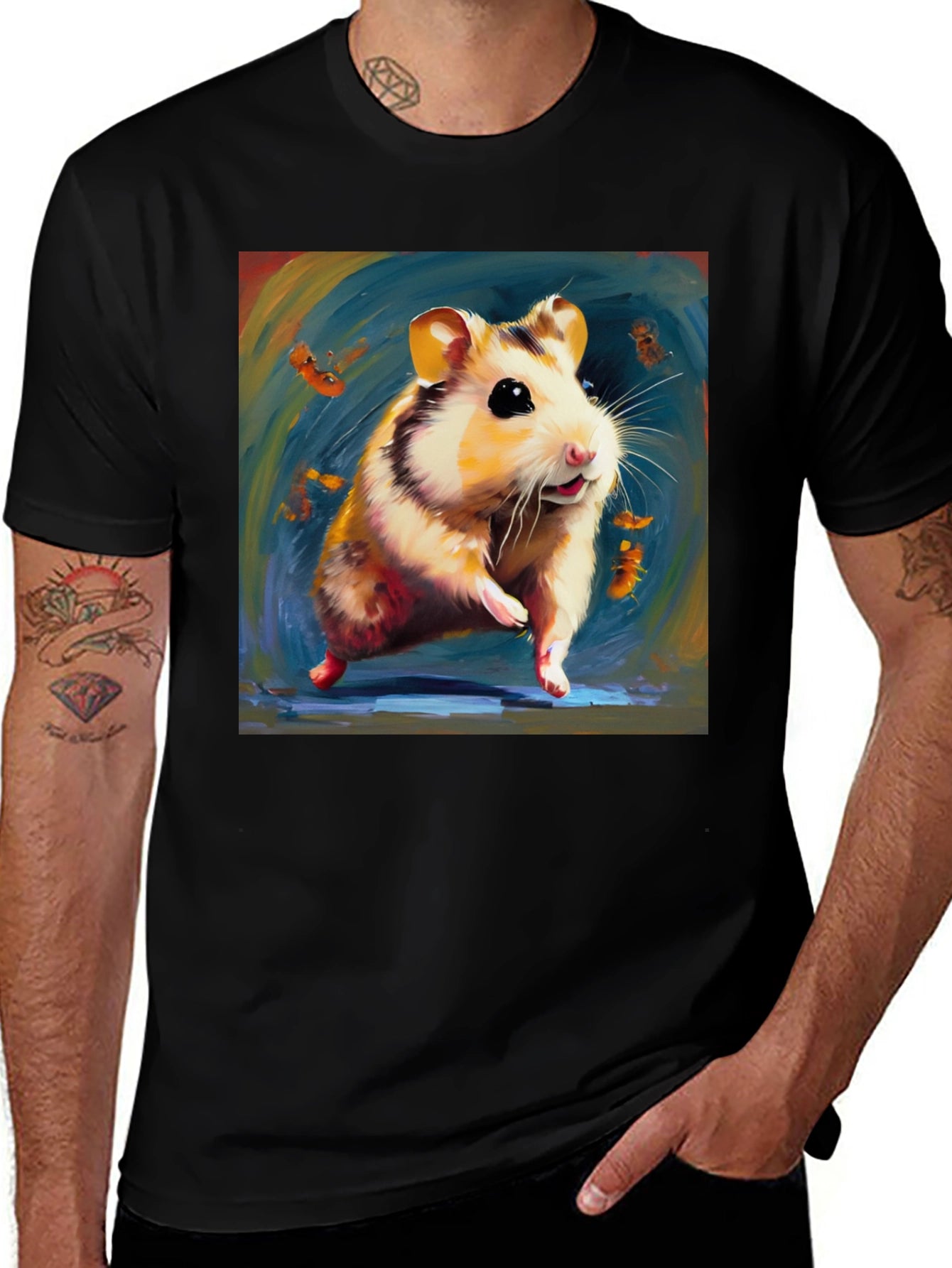 Hamster Graphic Black T-Shirt