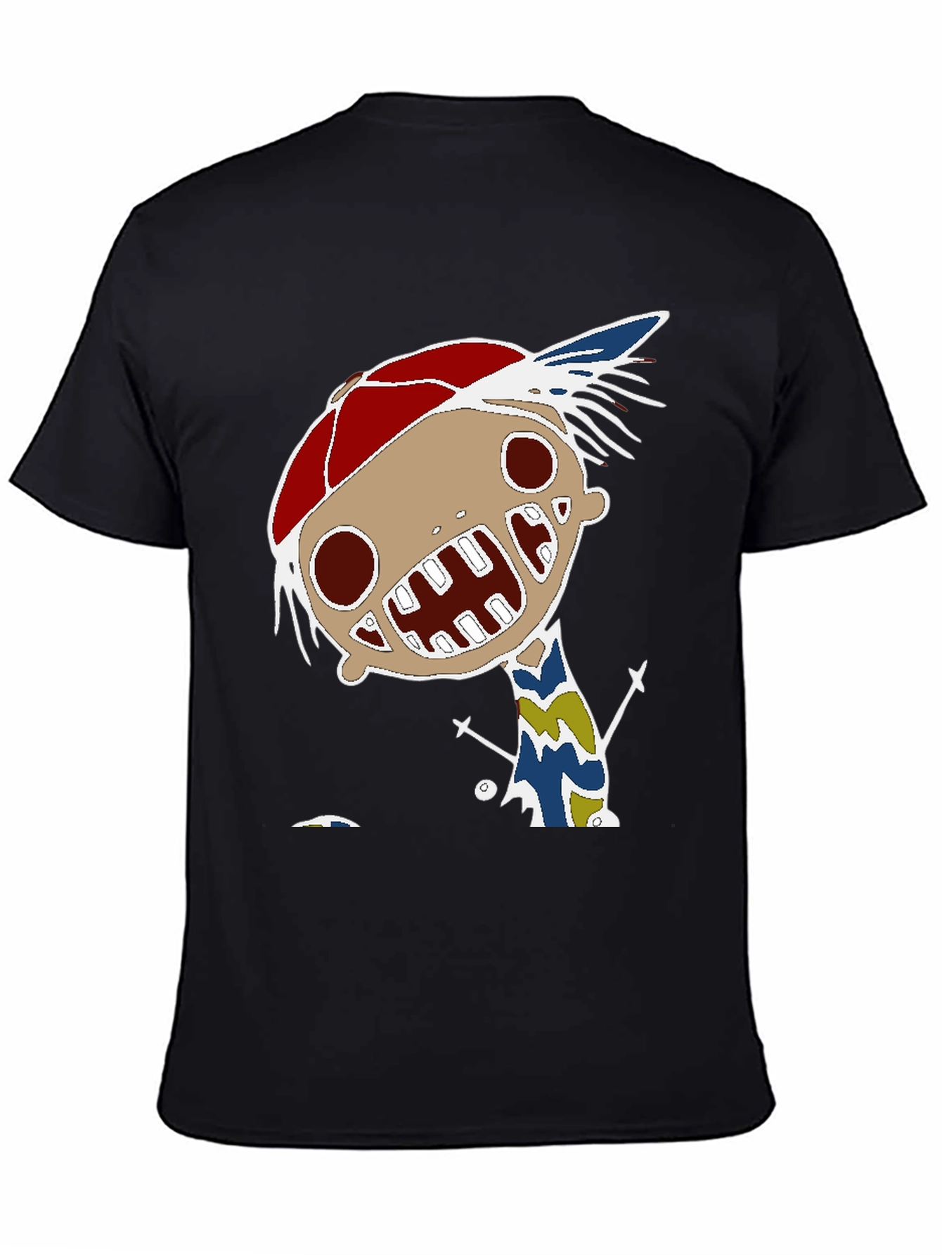 Unique Cartoon Character Graphic Print Black T-Shirt