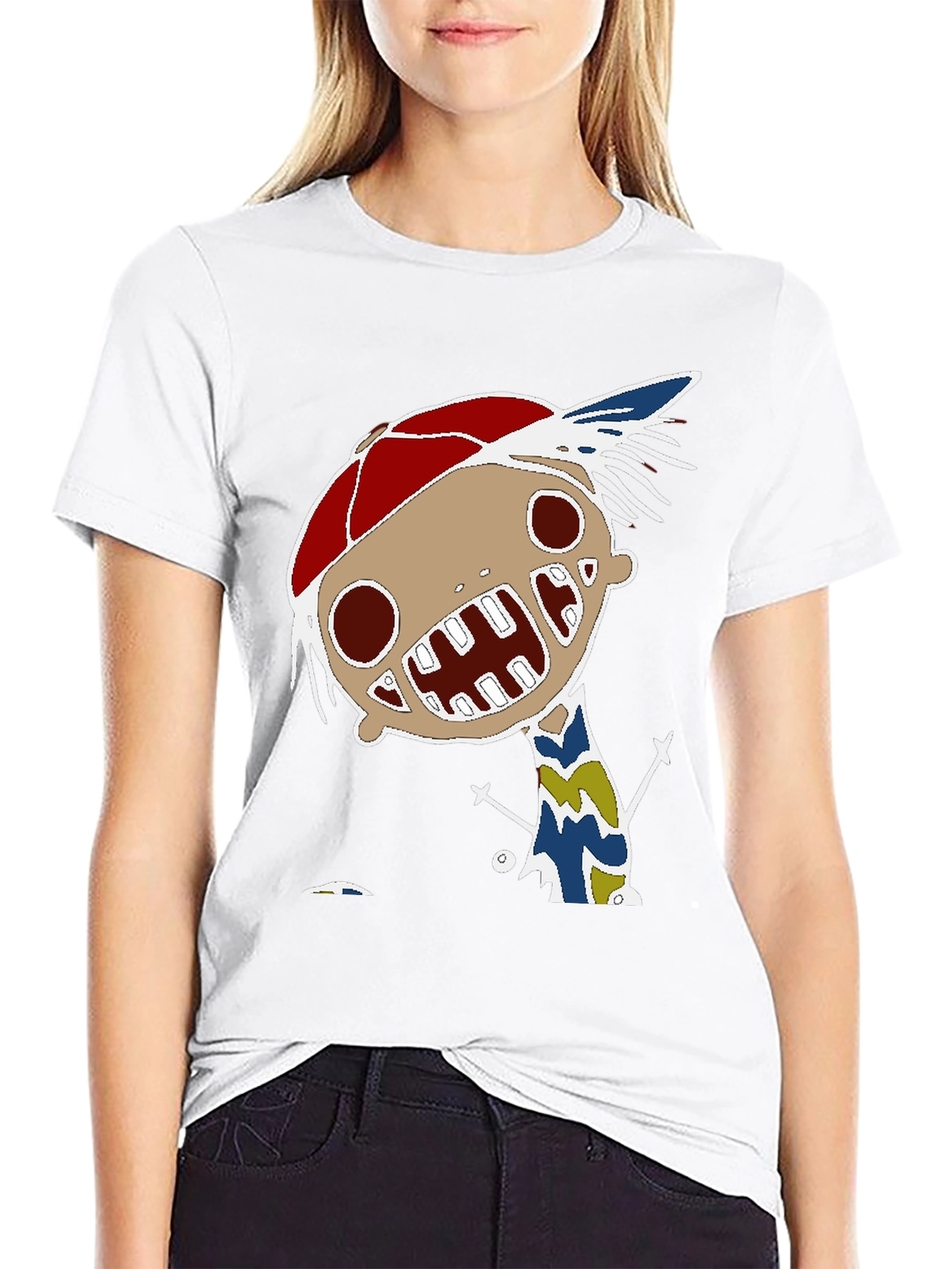 Unique Cartoon Character Graphic Print Black T-Shirt