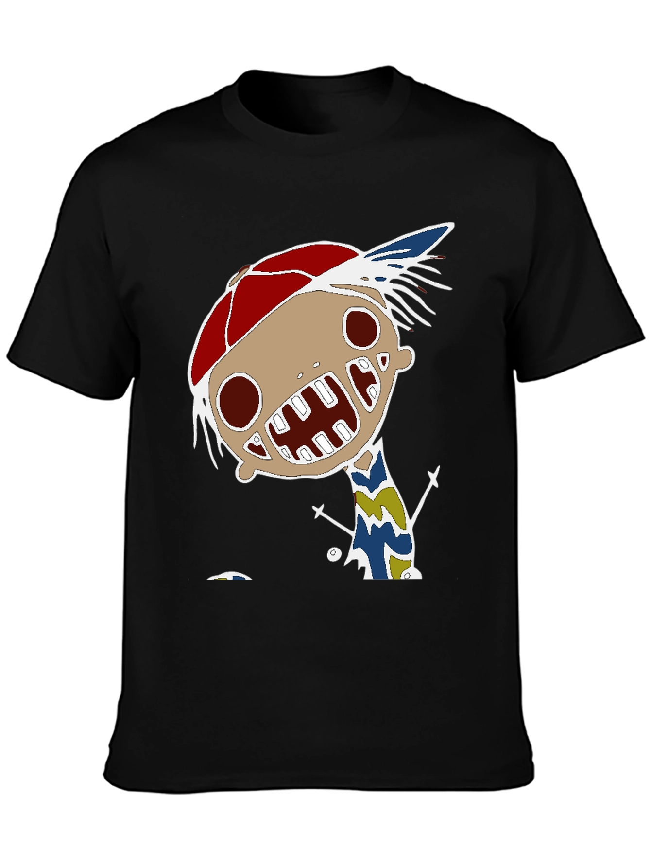 Unique Cartoon Character Graphic Print Black T-Shirt