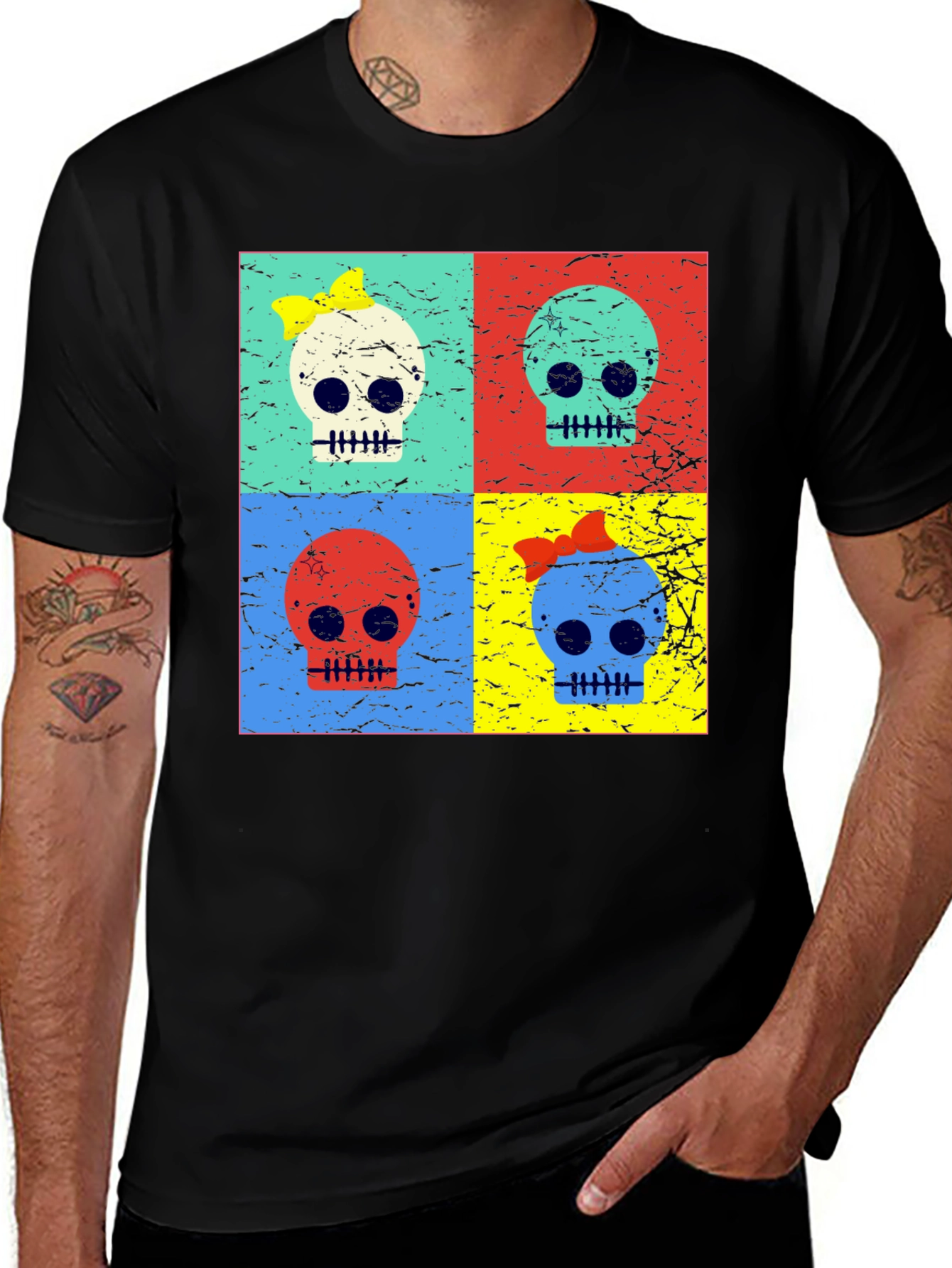 Pop Art Skull Graphic T-Shirt