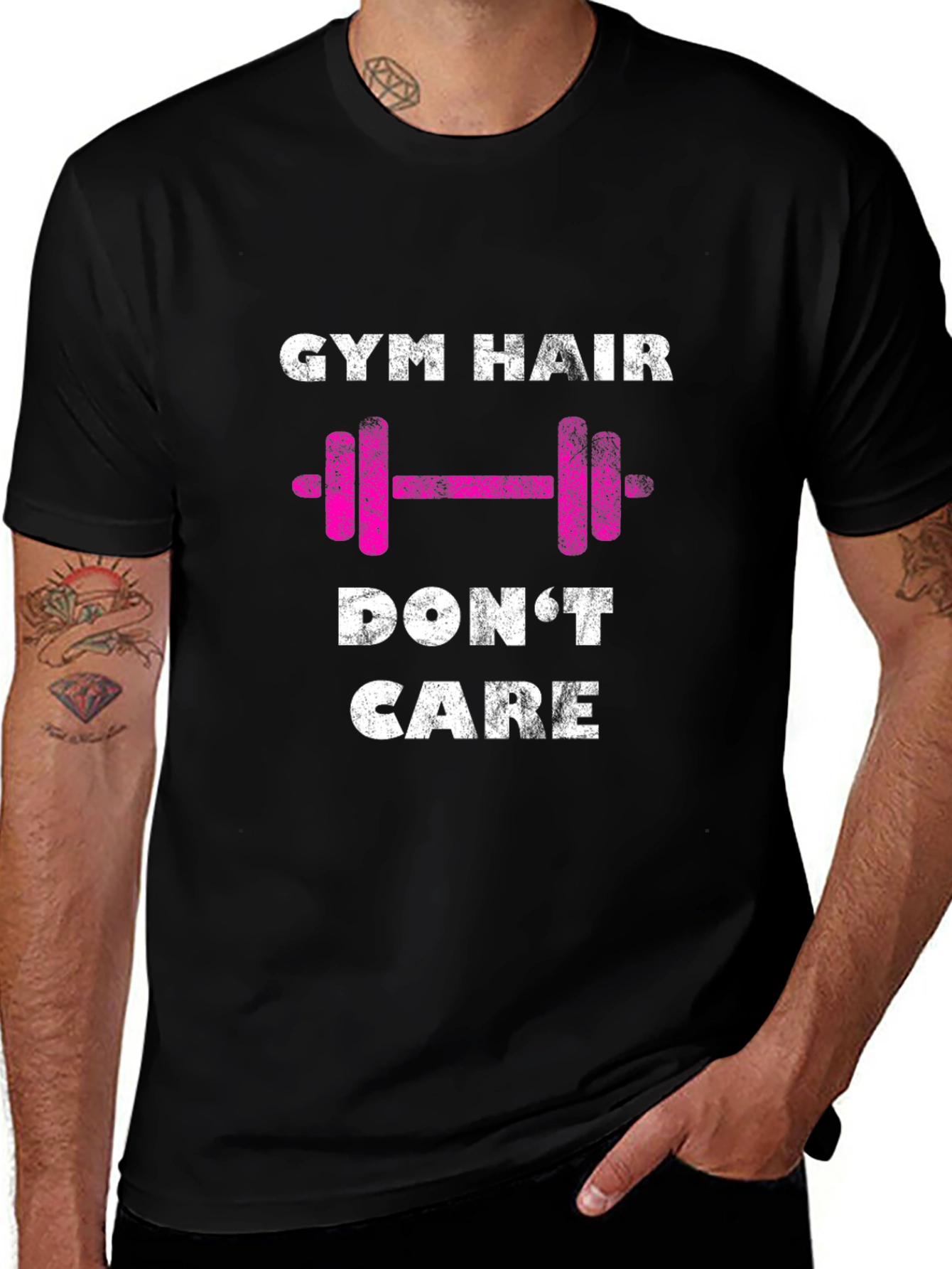 Gym Hair Dont Care Graphic Tee - Black