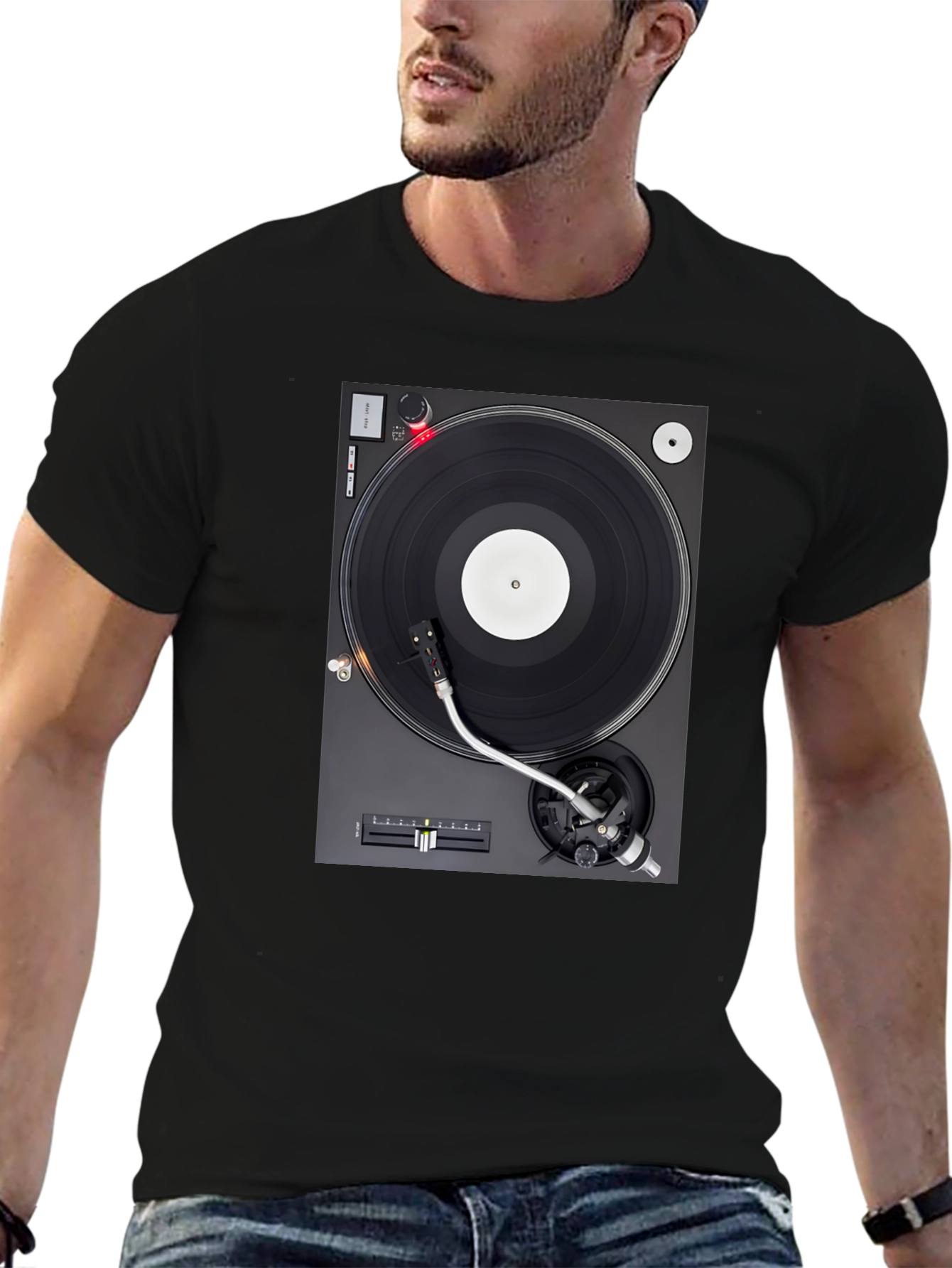 DJ Turntable Graphic Black T-Shirt