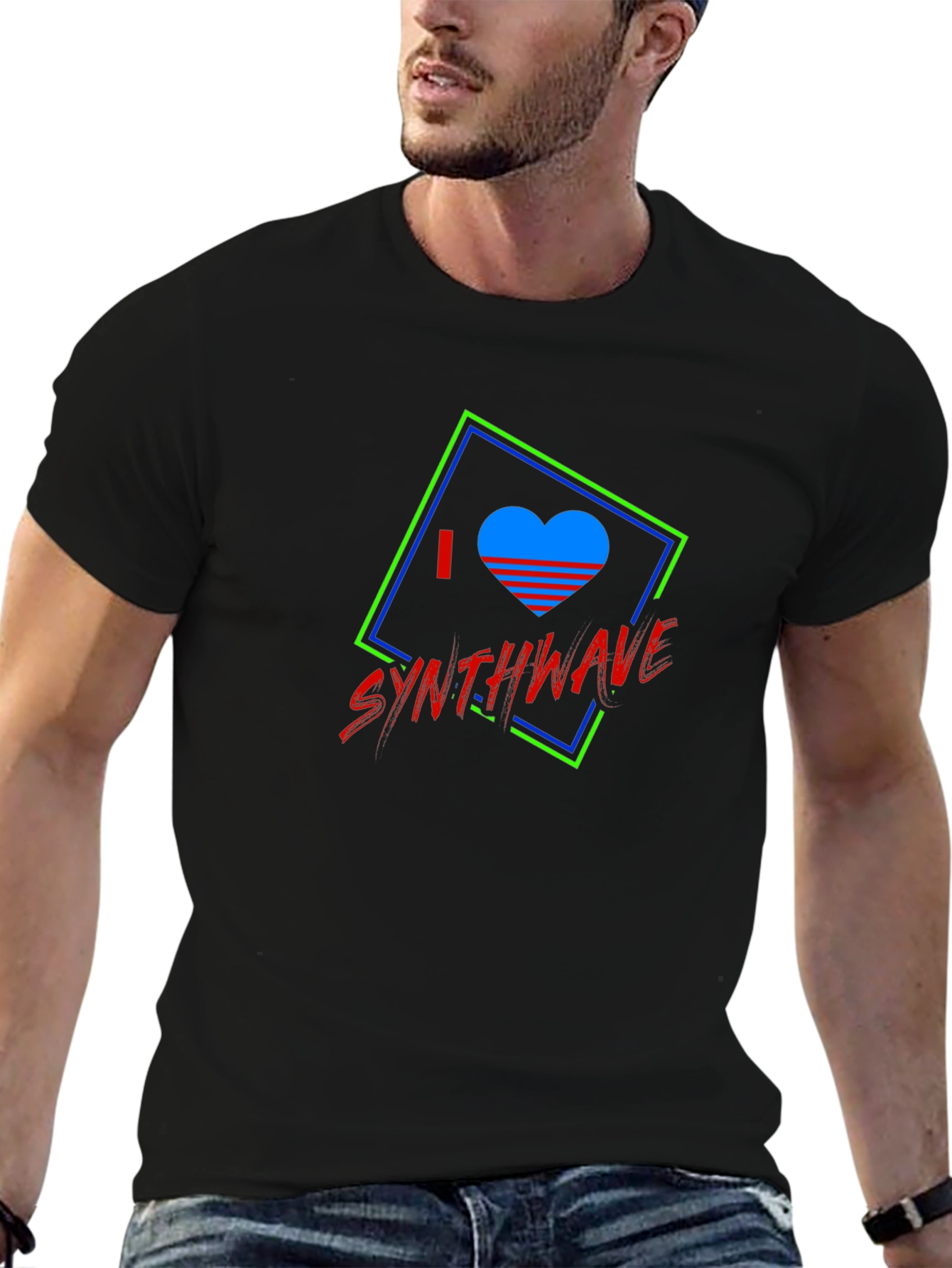 I Love Synthwave Graphic Tee - Black