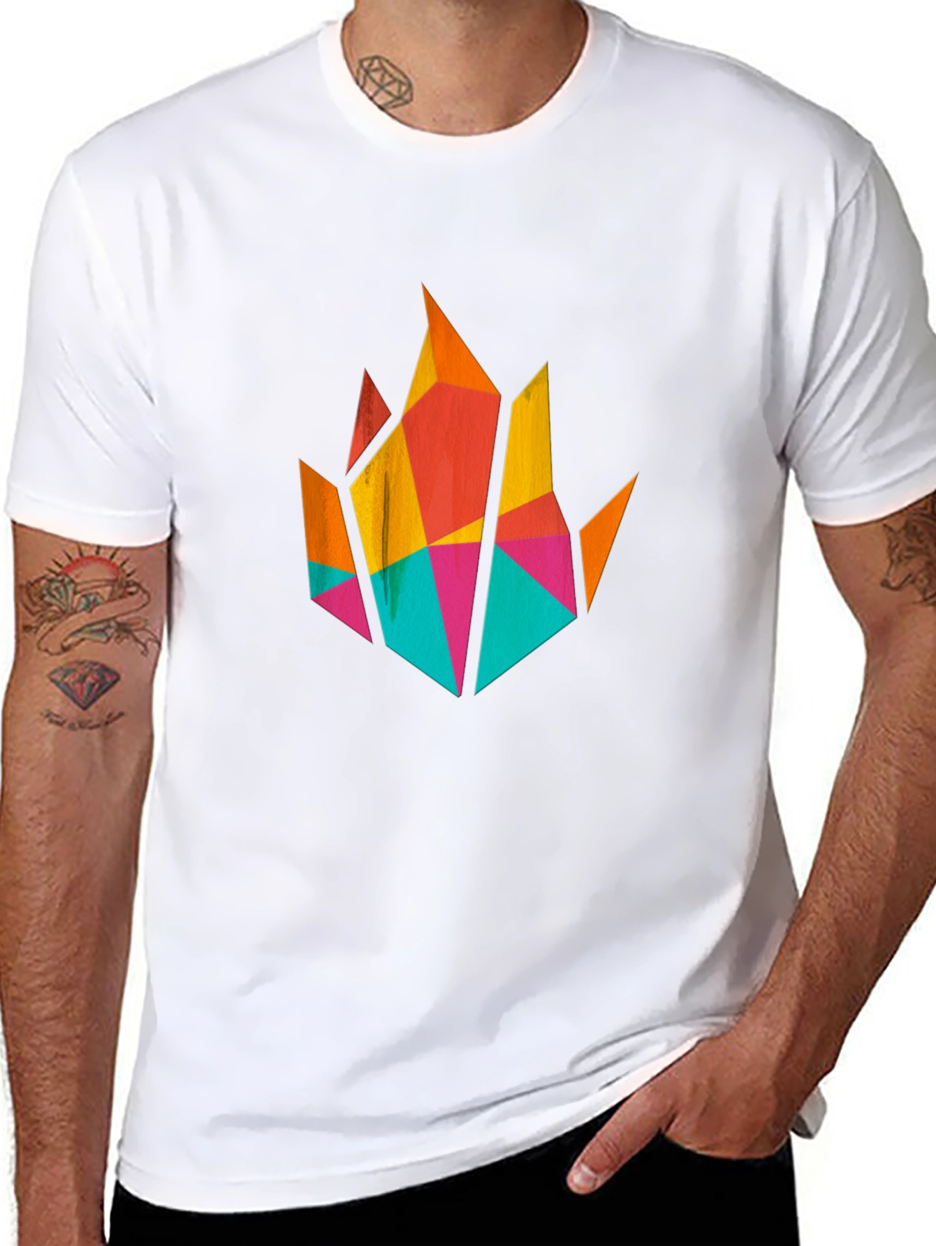 Geometric Flame Graphic T-Shirt - Modern Art Tee