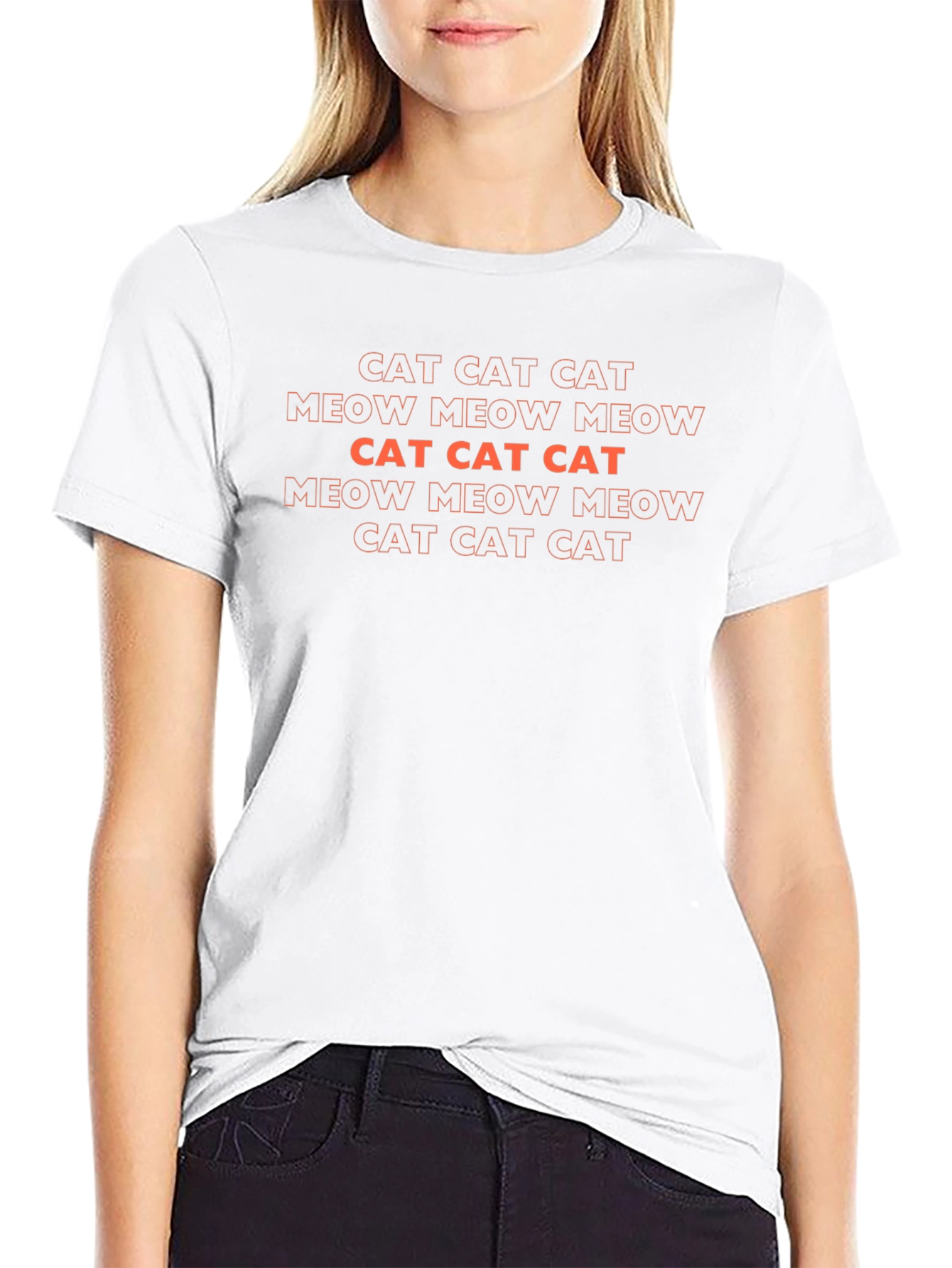 Cat Meow Repeat Graphic Tee