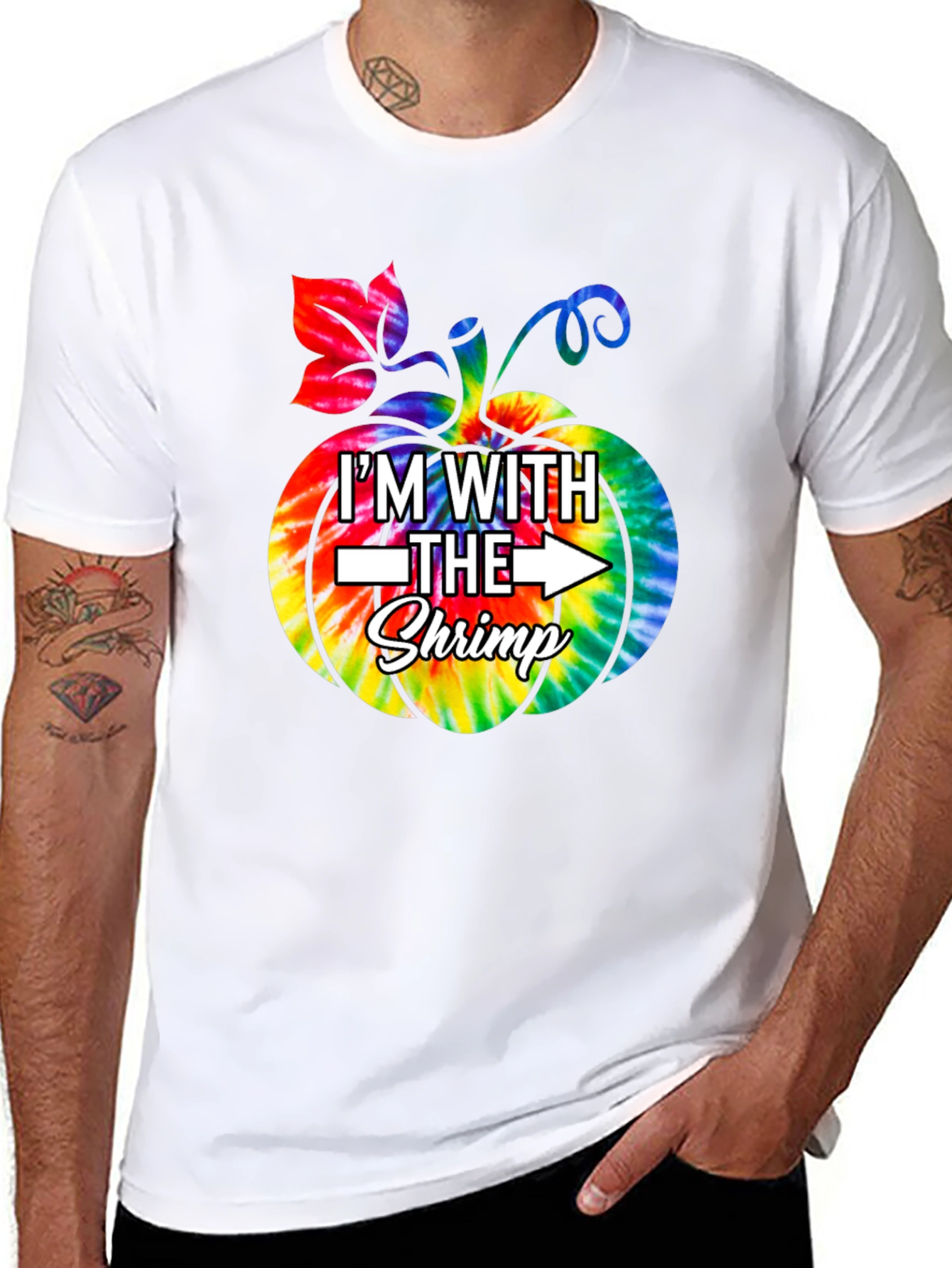 Im With The Shrimp Tie-Dye Pumpkin T-Shirt