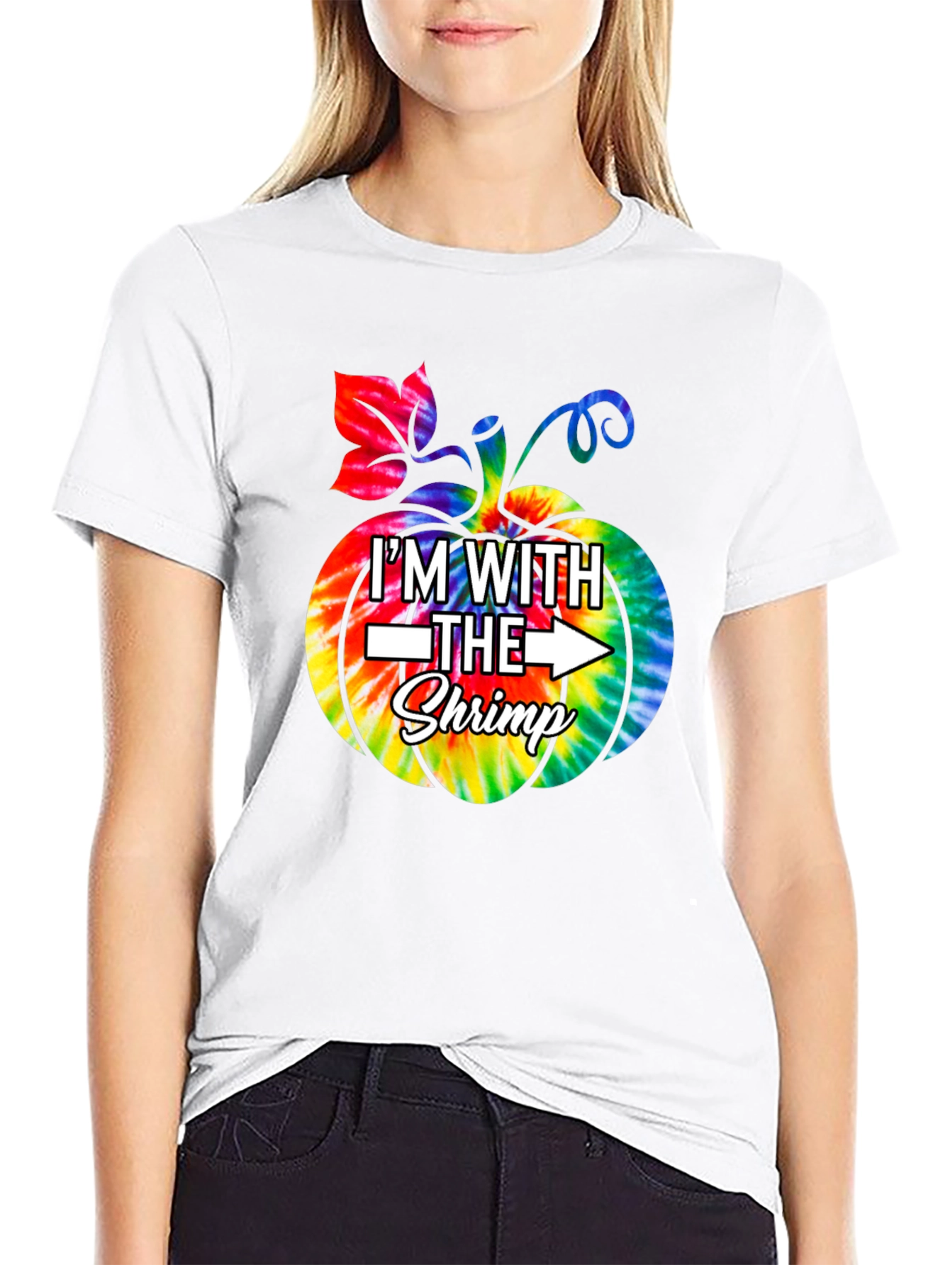 Im With The Shrimp Tie-Dye Pumpkin T-Shirt
