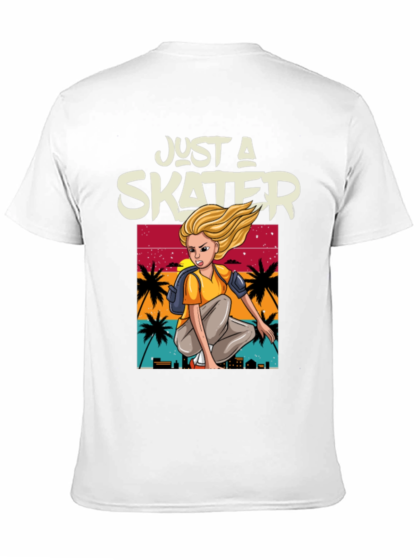 Just a Skater Graphic Tee - Palm Sunset Design