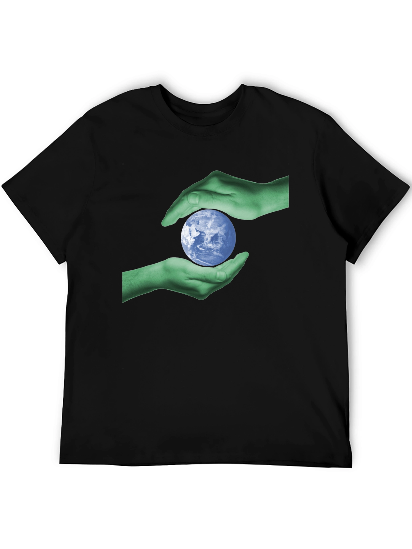Earth Hands Graphic Tee - Black Cotton T-Shirt