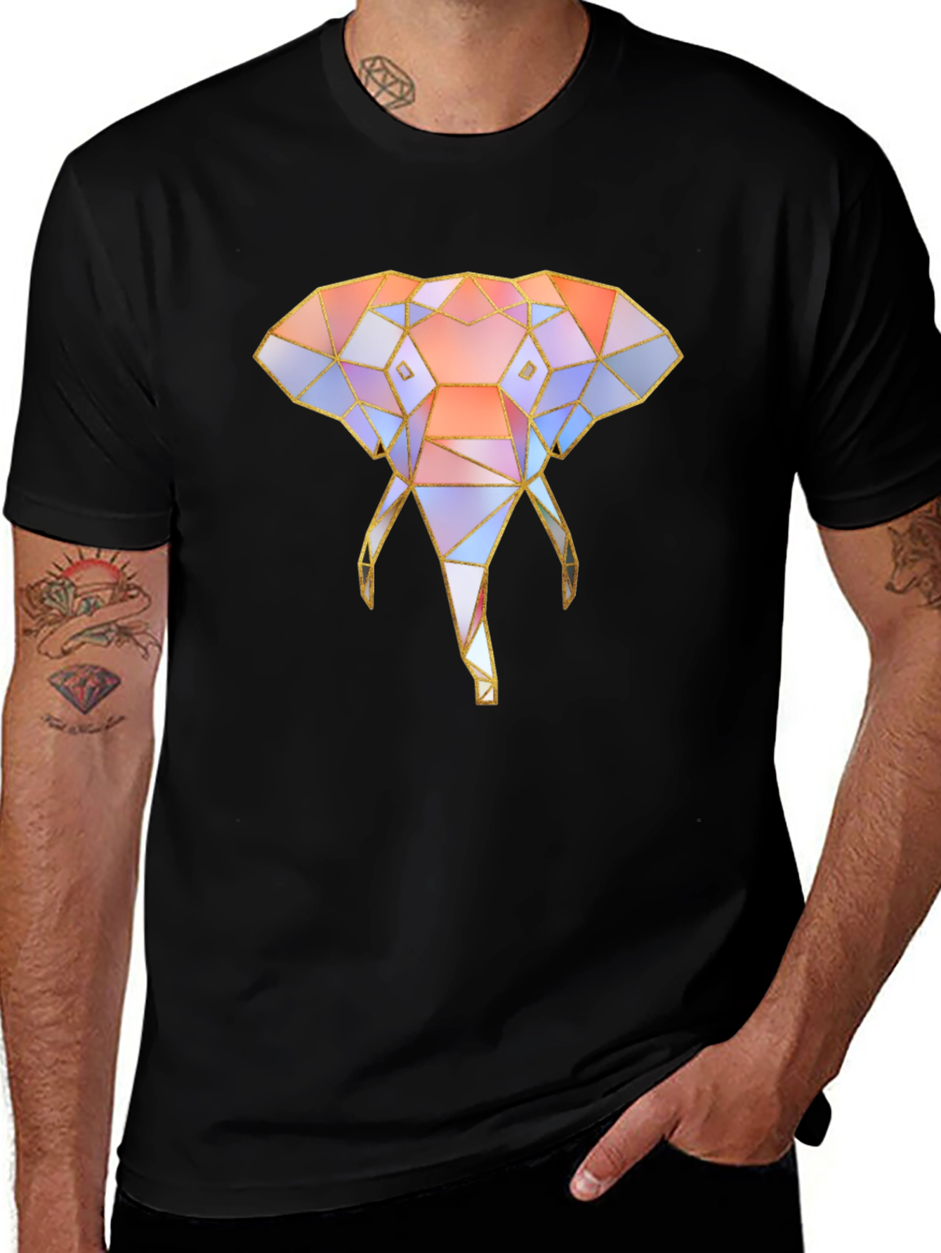 Geometric Elephant Graphic Tee - Unique Design