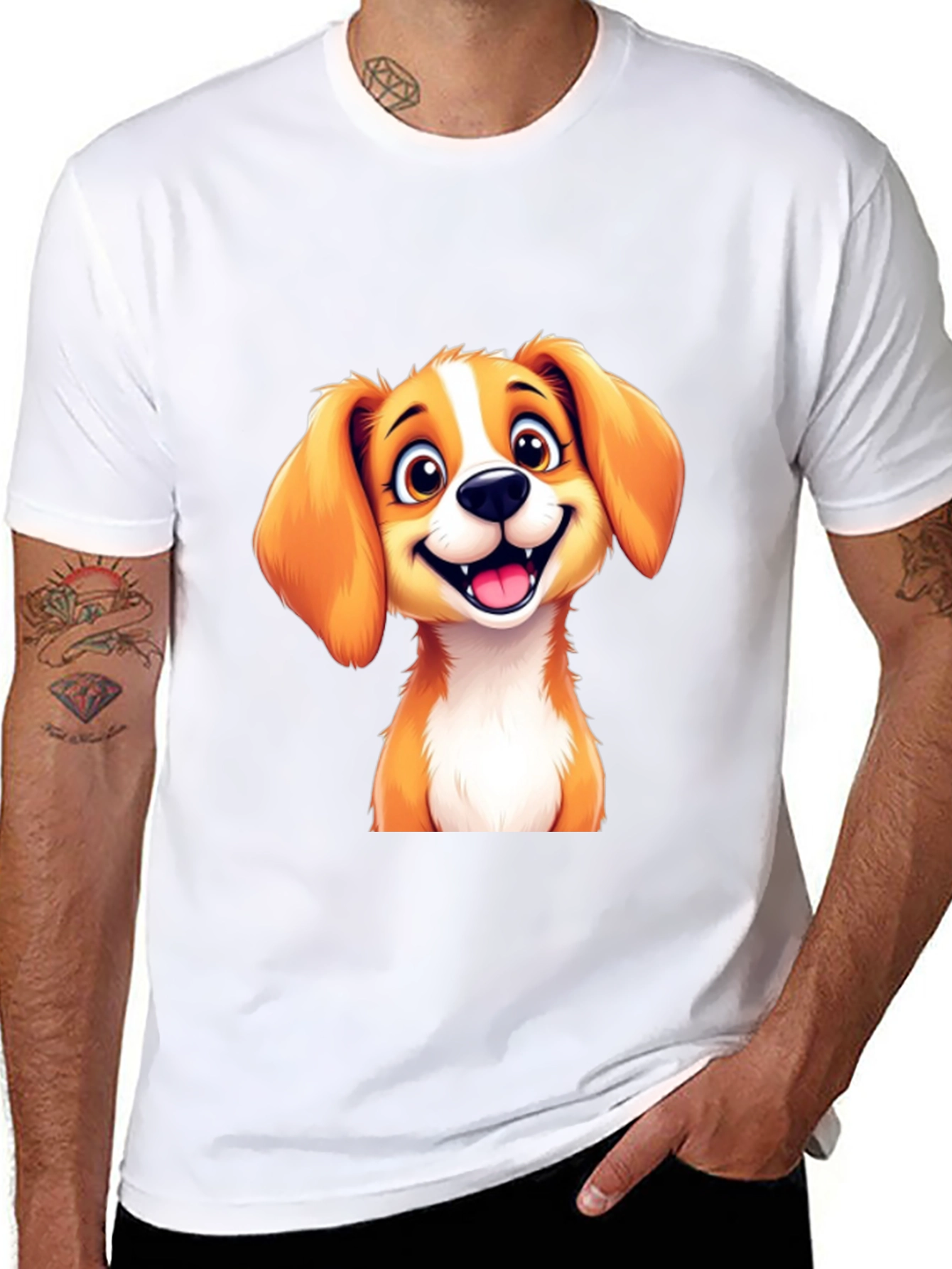 Cute Puppy Graphic T-Shirt - Black