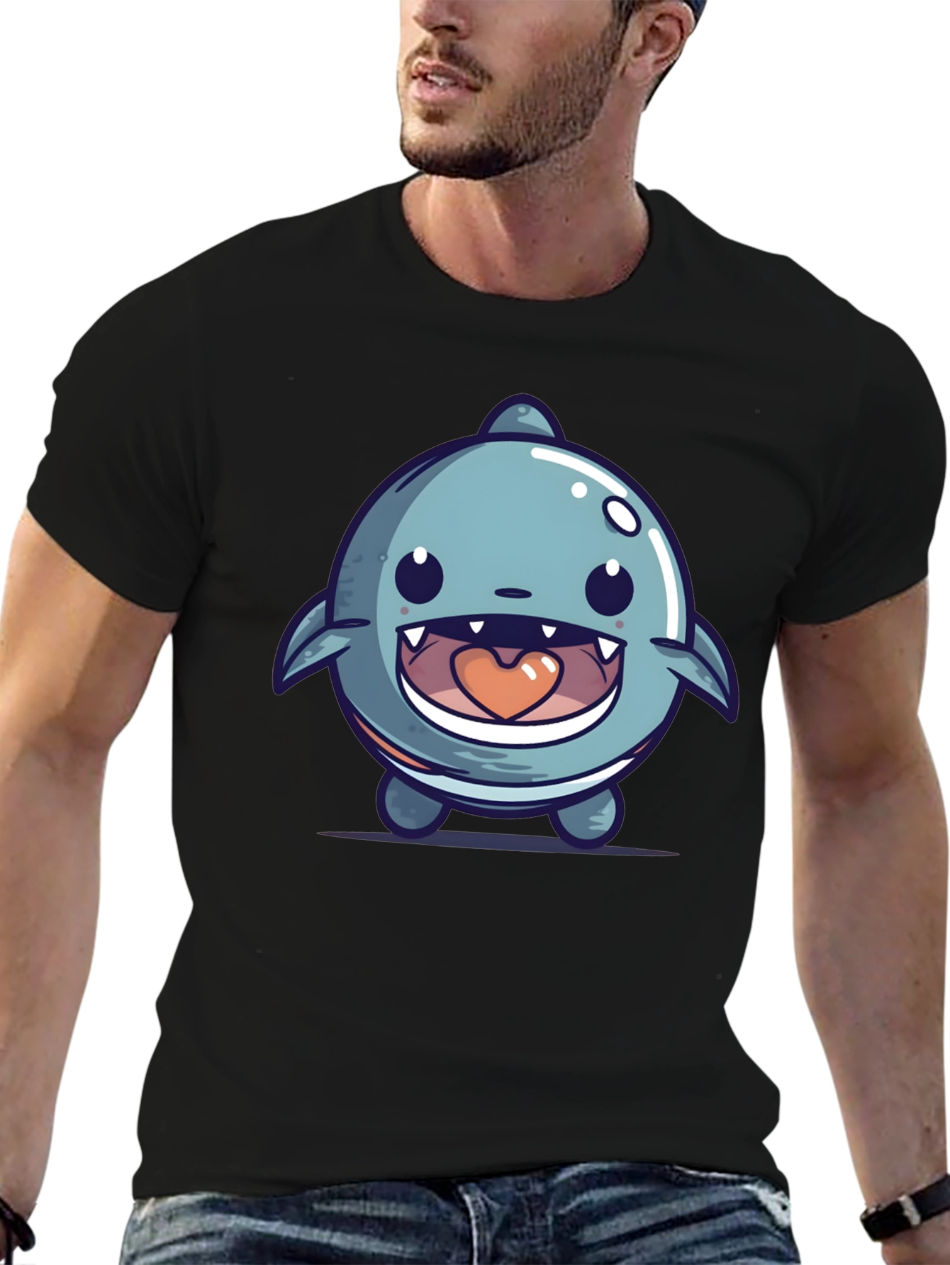 Cute Cartoon Shark Graphic T-Shirt