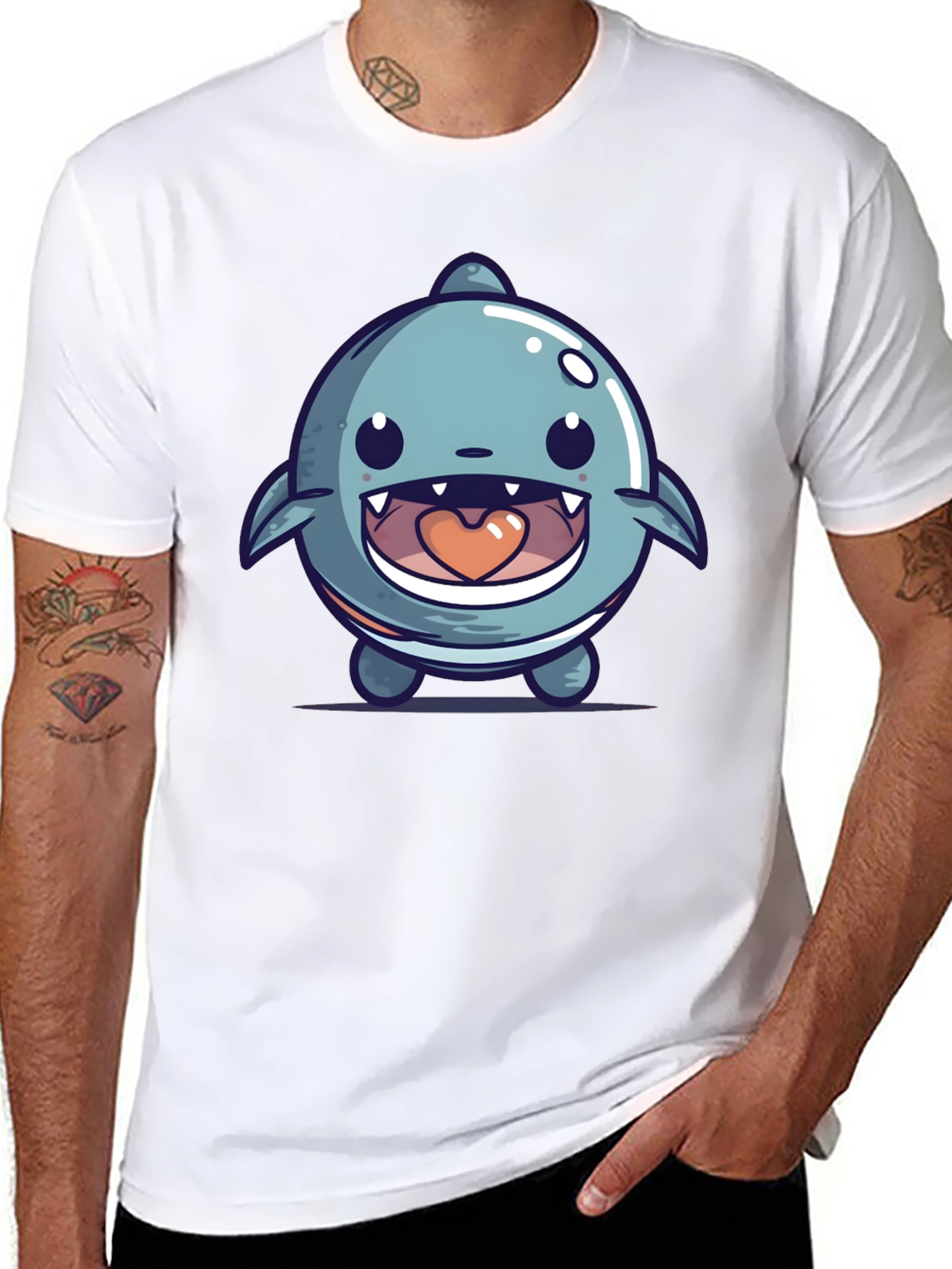Cute Cartoon Shark Graphic T-Shirt