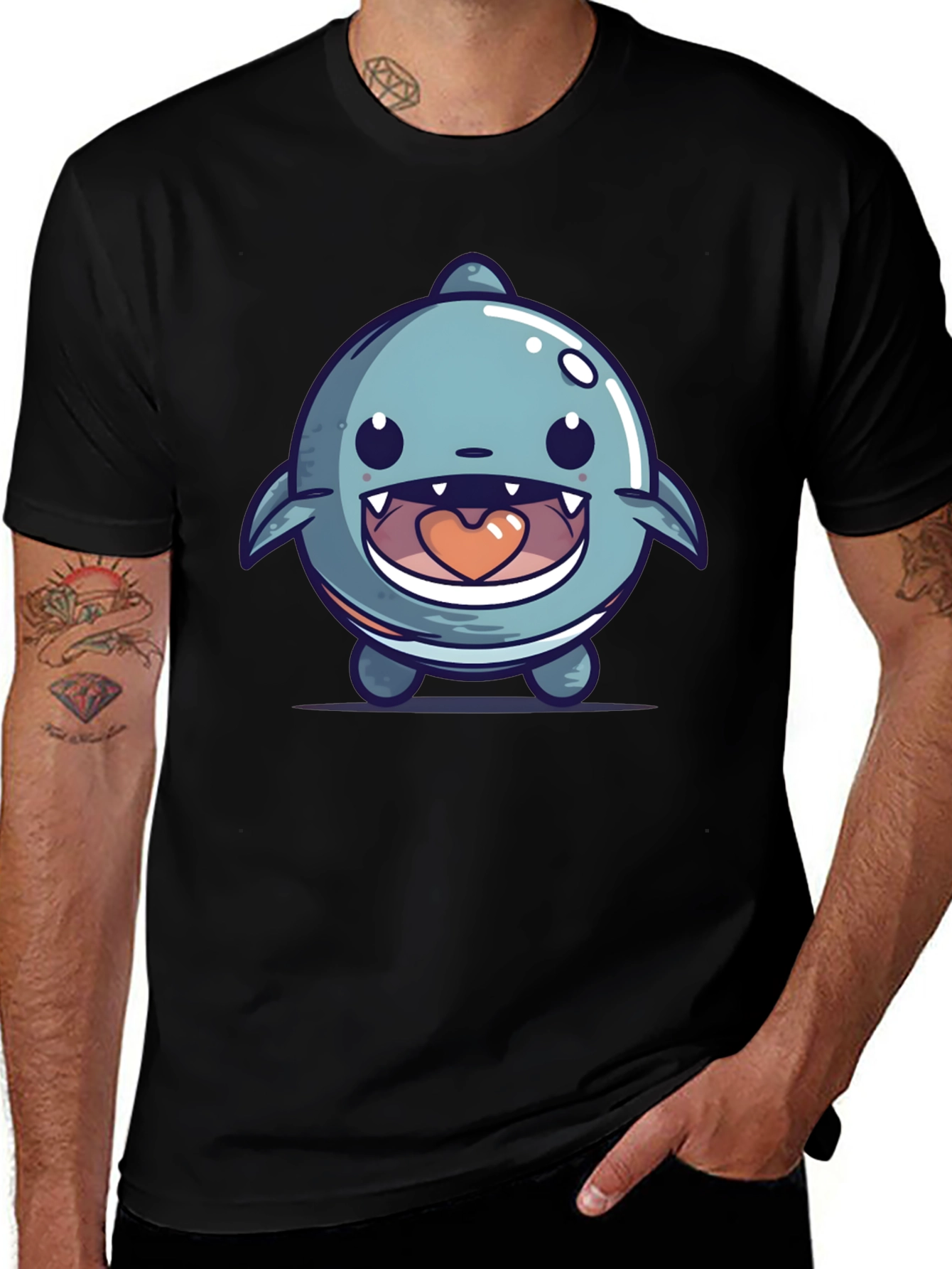 Cute Cartoon Shark Graphic T-Shirt