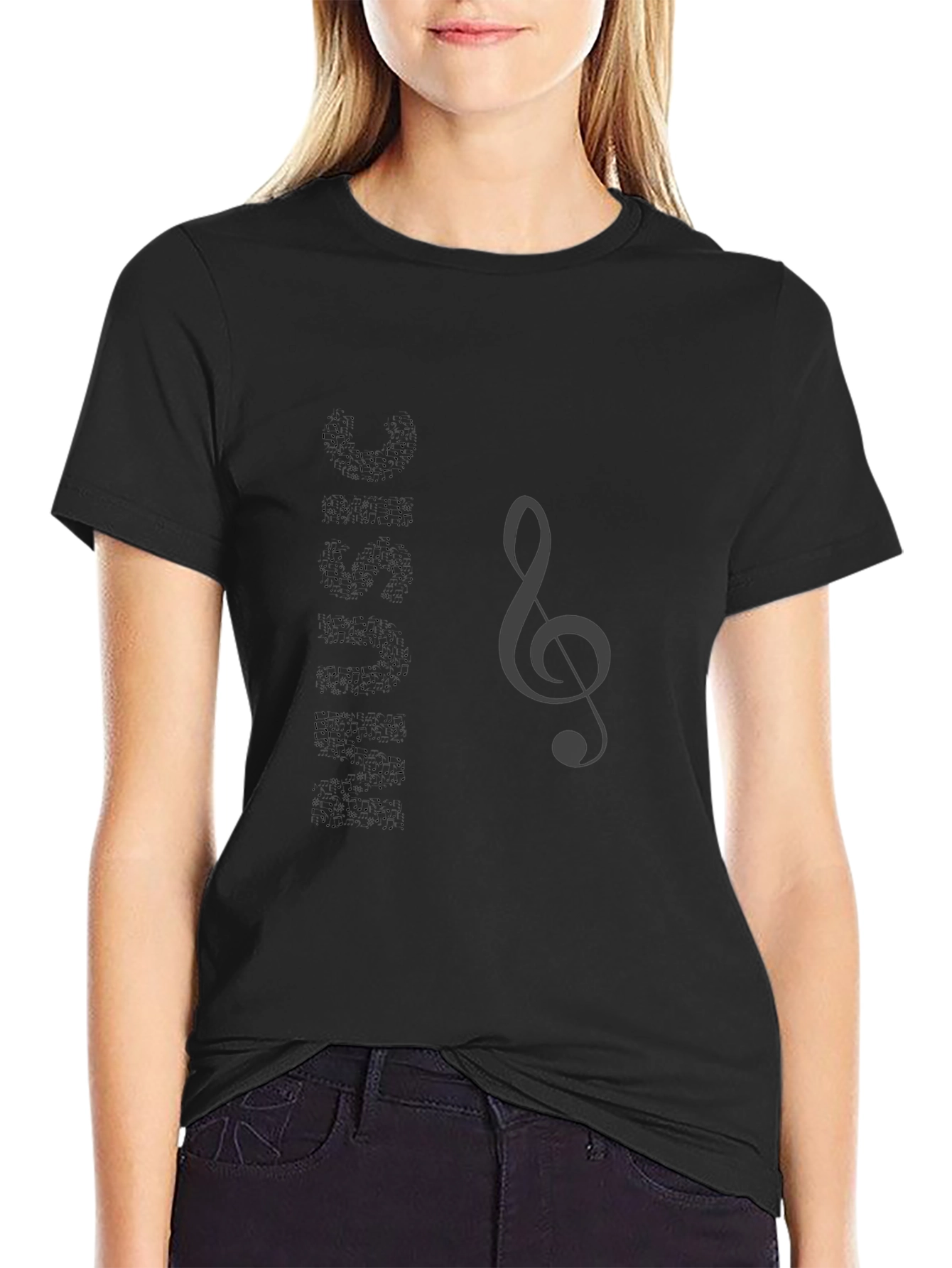 Music Treble Clef Graphic T-Shirt - Black