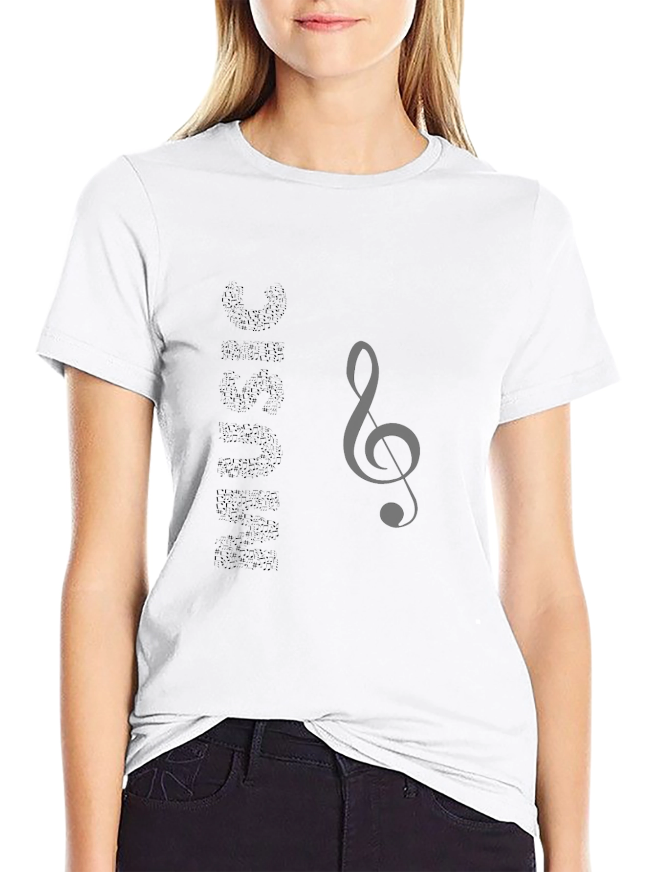 Music Treble Clef Graphic T-Shirt - Black