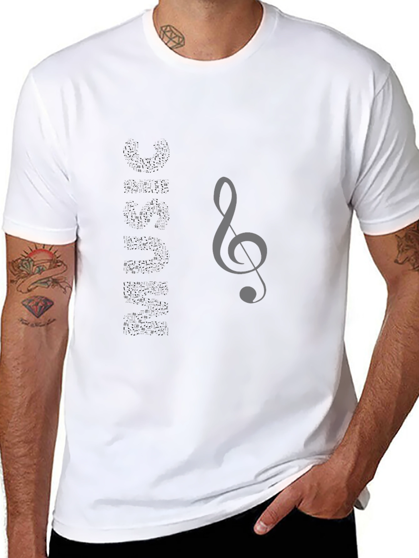 Music Treble Clef Graphic T-Shirt - Black