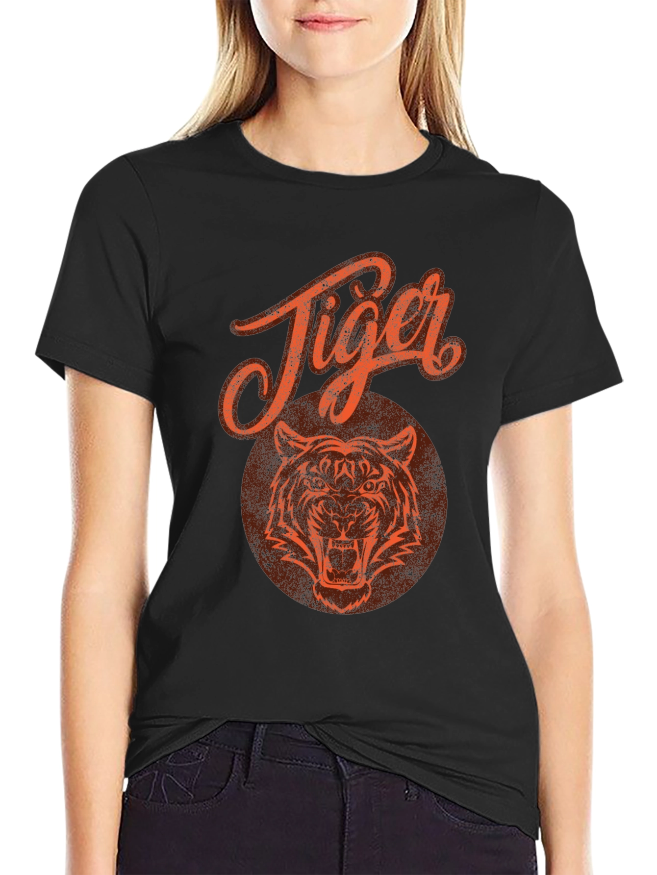Tiger Graphic Print Black T-Shirt