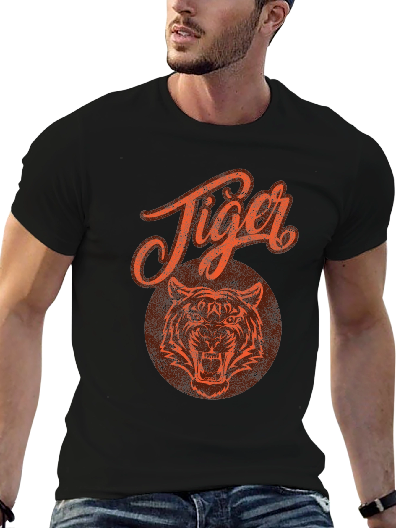 Tiger Graphic Print Black T-Shirt