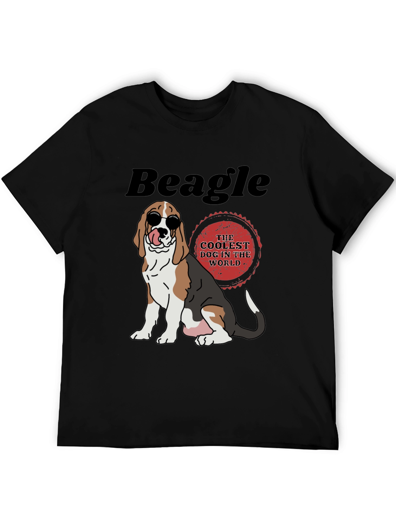Cool Beagle Dog Graphic Tee - Black