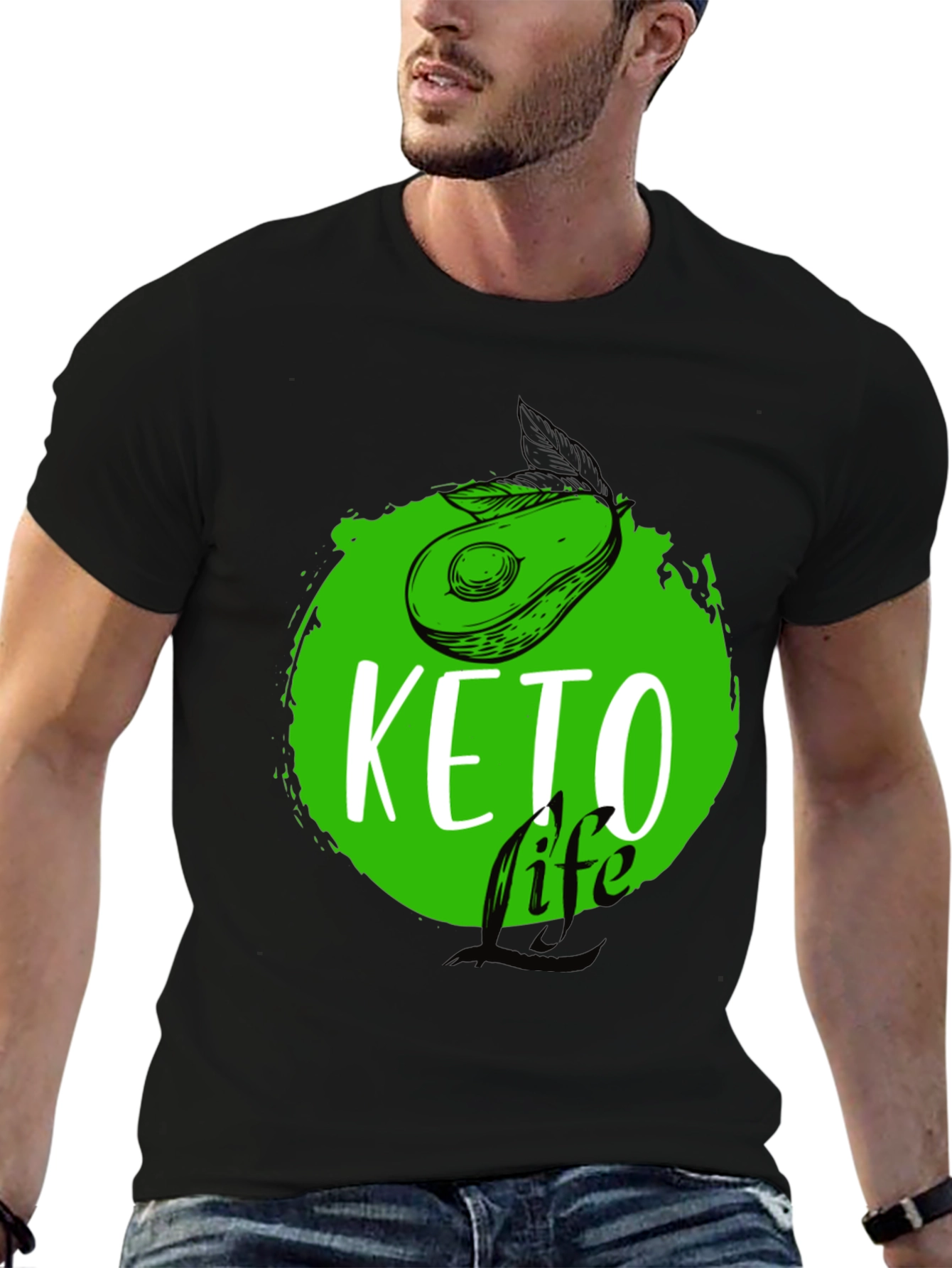 Keto Life Avocado Graphic T-Shirt - Black