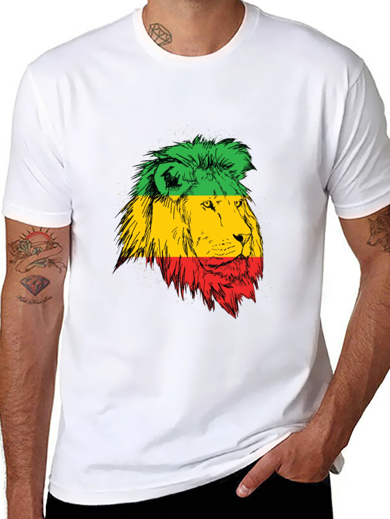Rasta Lion Graphic Black T-Shirt