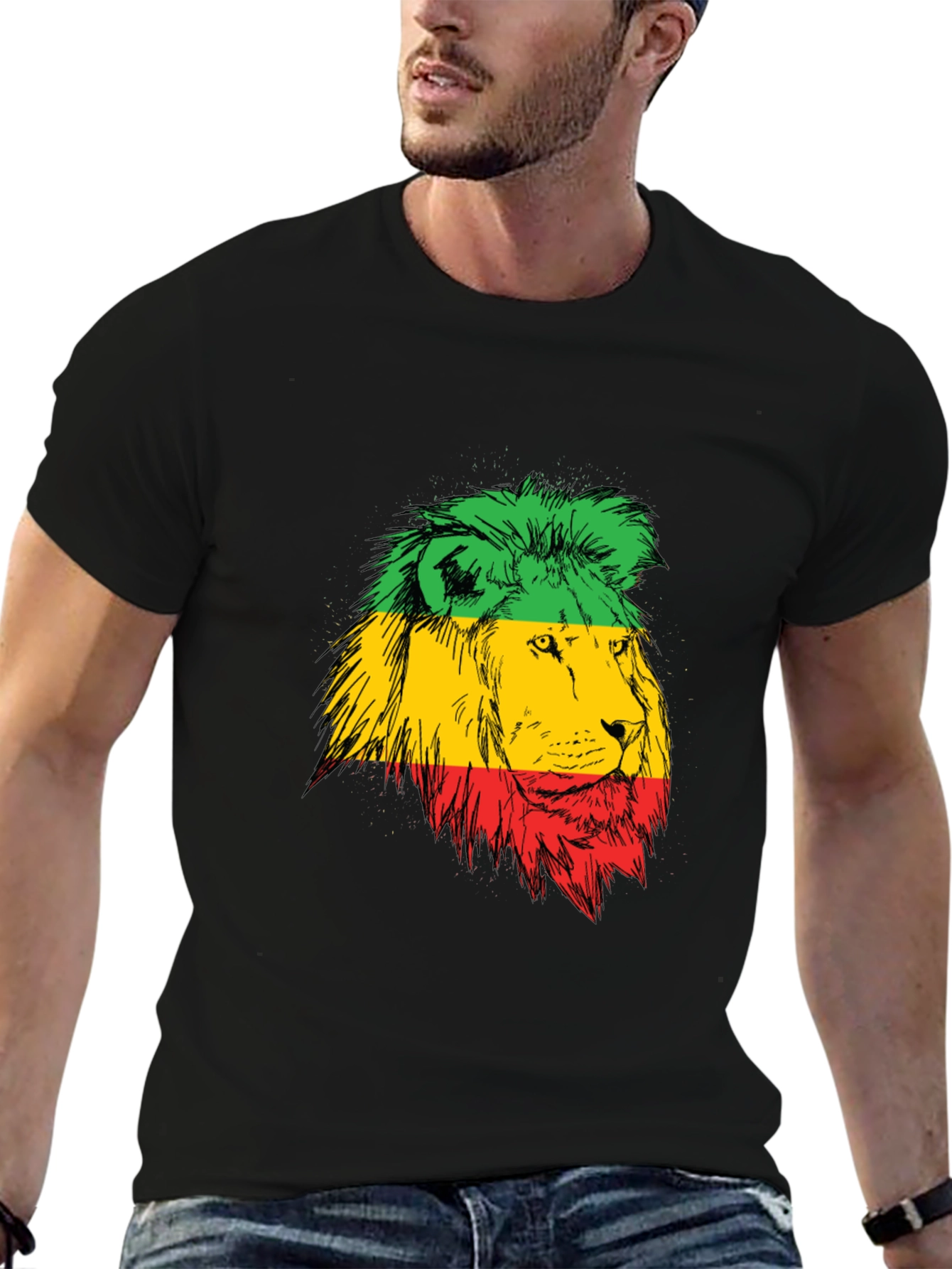 Rasta Lion Graphic Black T-Shirt