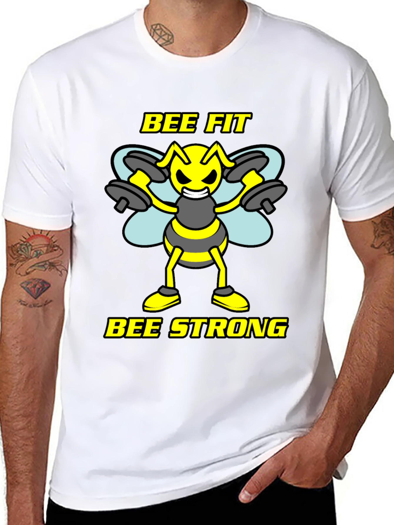 Bee Fit Bee Strong Black T-Shirt - Fitness Apparel