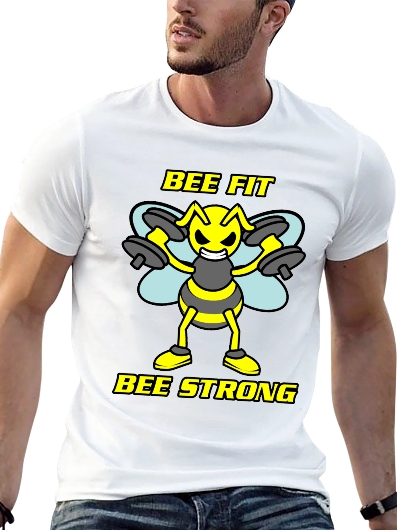 Bee Fit Bee Strong Black T-Shirt - Fitness Apparel