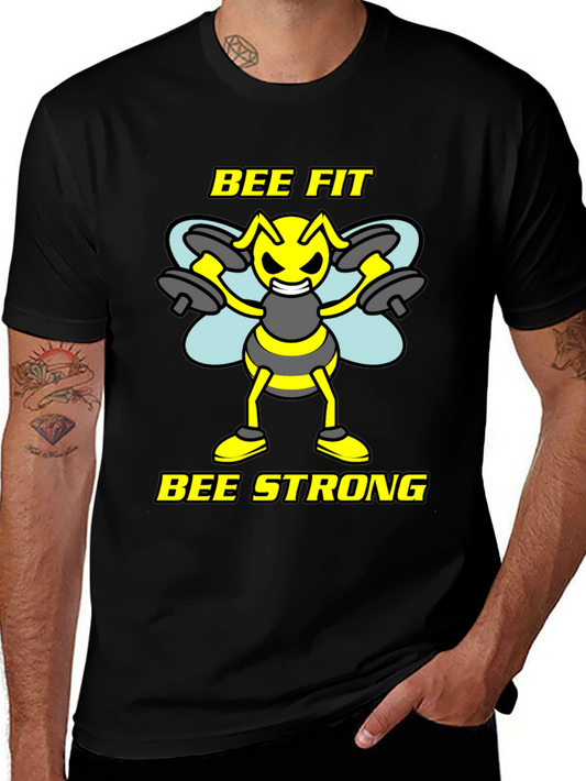 Bee Fit Bee Strong Black T-Shirt - Fitness Apparel