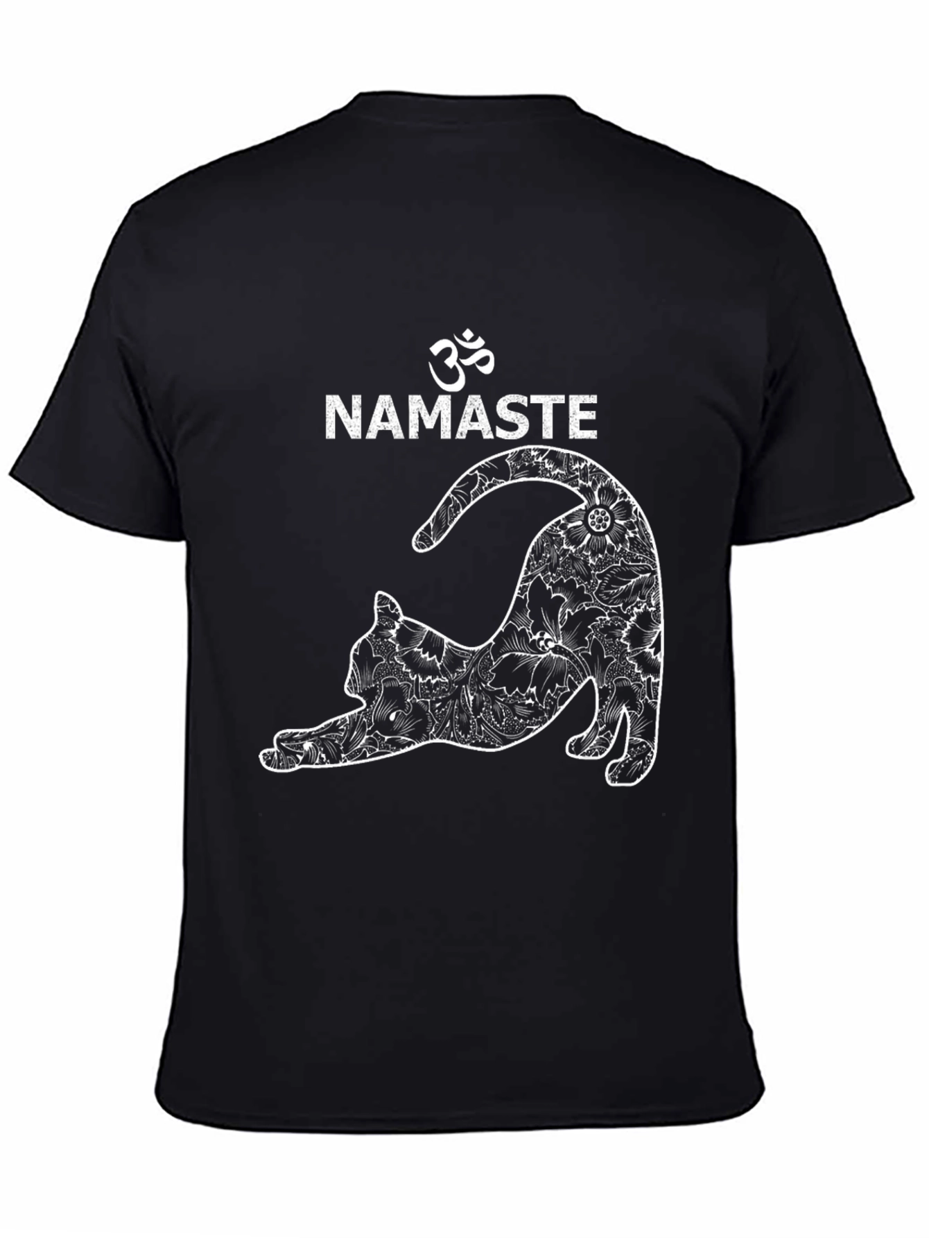 Namaste Yoga Cat Black T-Shirt