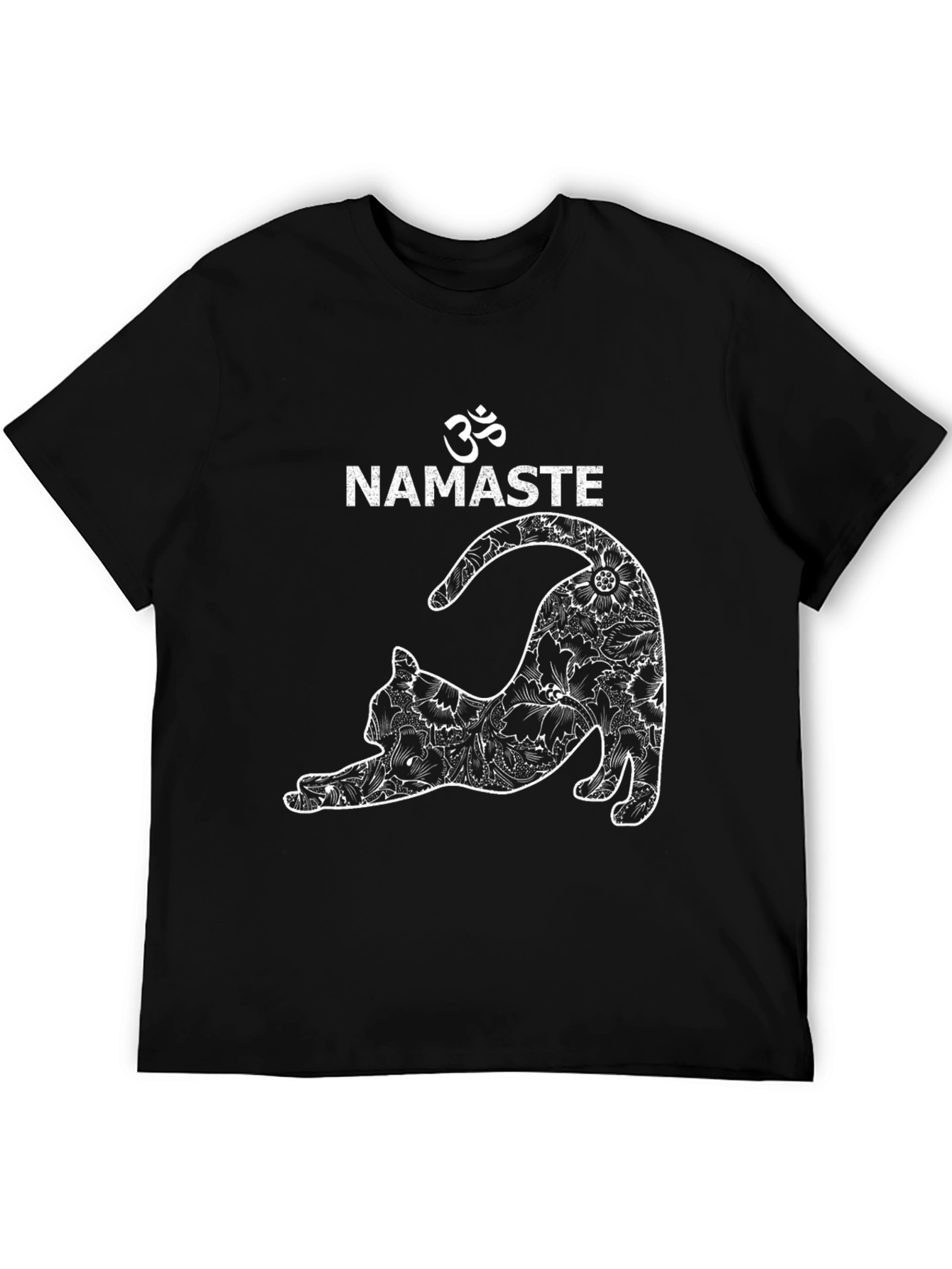 Namaste Yoga Cat Black T-Shirt