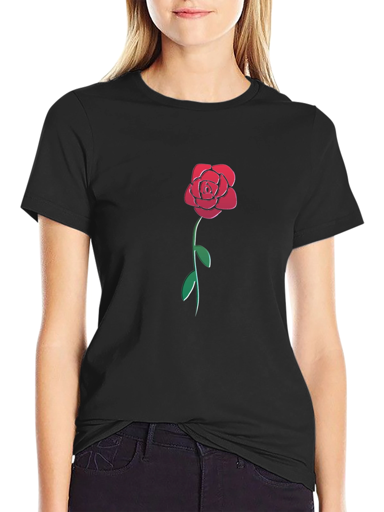 Rose Graphic Black T-Shirt - Stylish & Unique